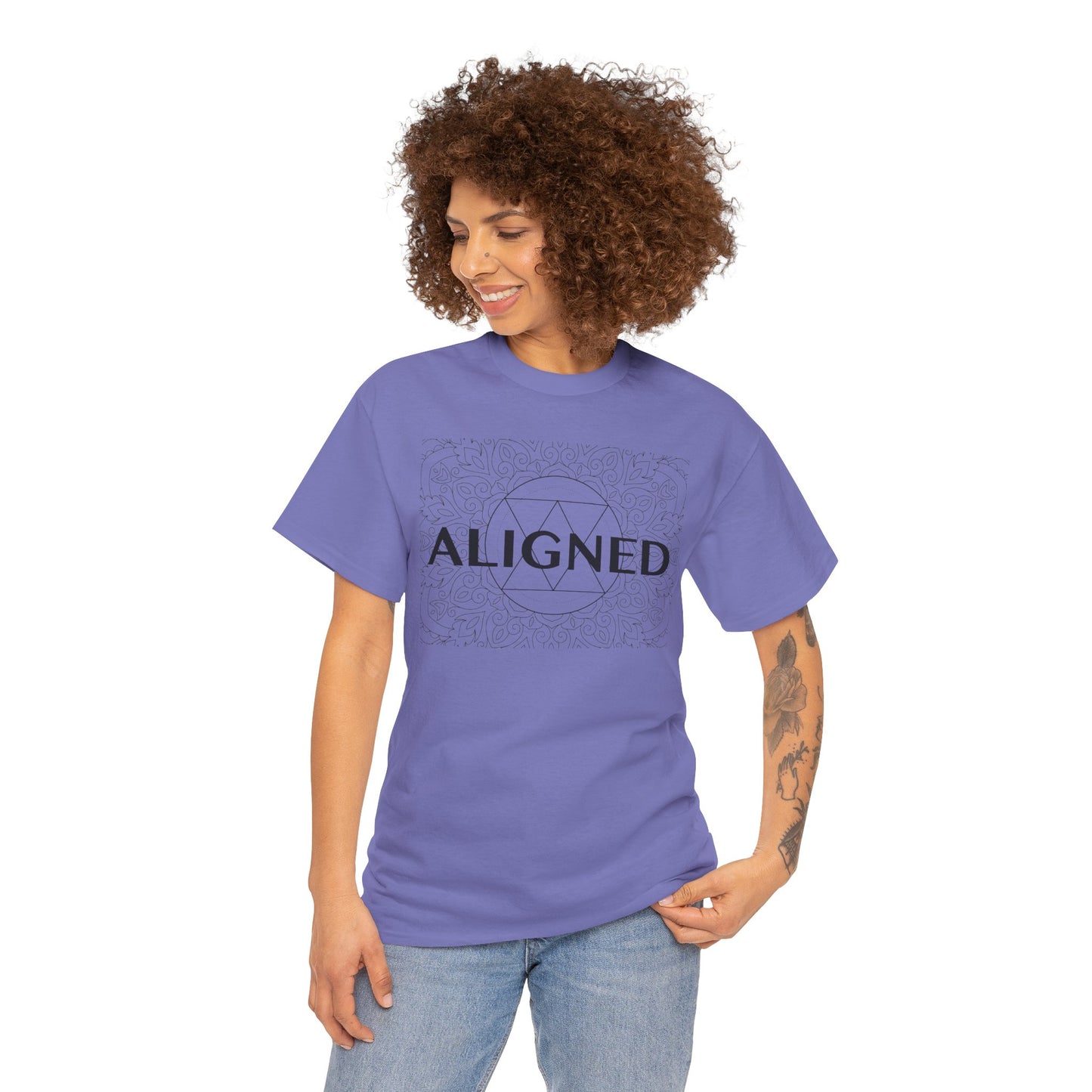Aligned design Unisex Heavy Cotton Tee - Spiritual Graphic T-Shirt