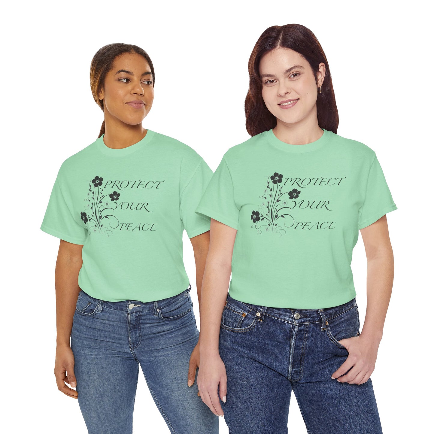 Unisex Floral Tee - "Protect Your Peace" - Unisex Floral Tee - Eco-Friendly Gift, Casual Outfit, Nature Lover Gift, Relaxed Fit