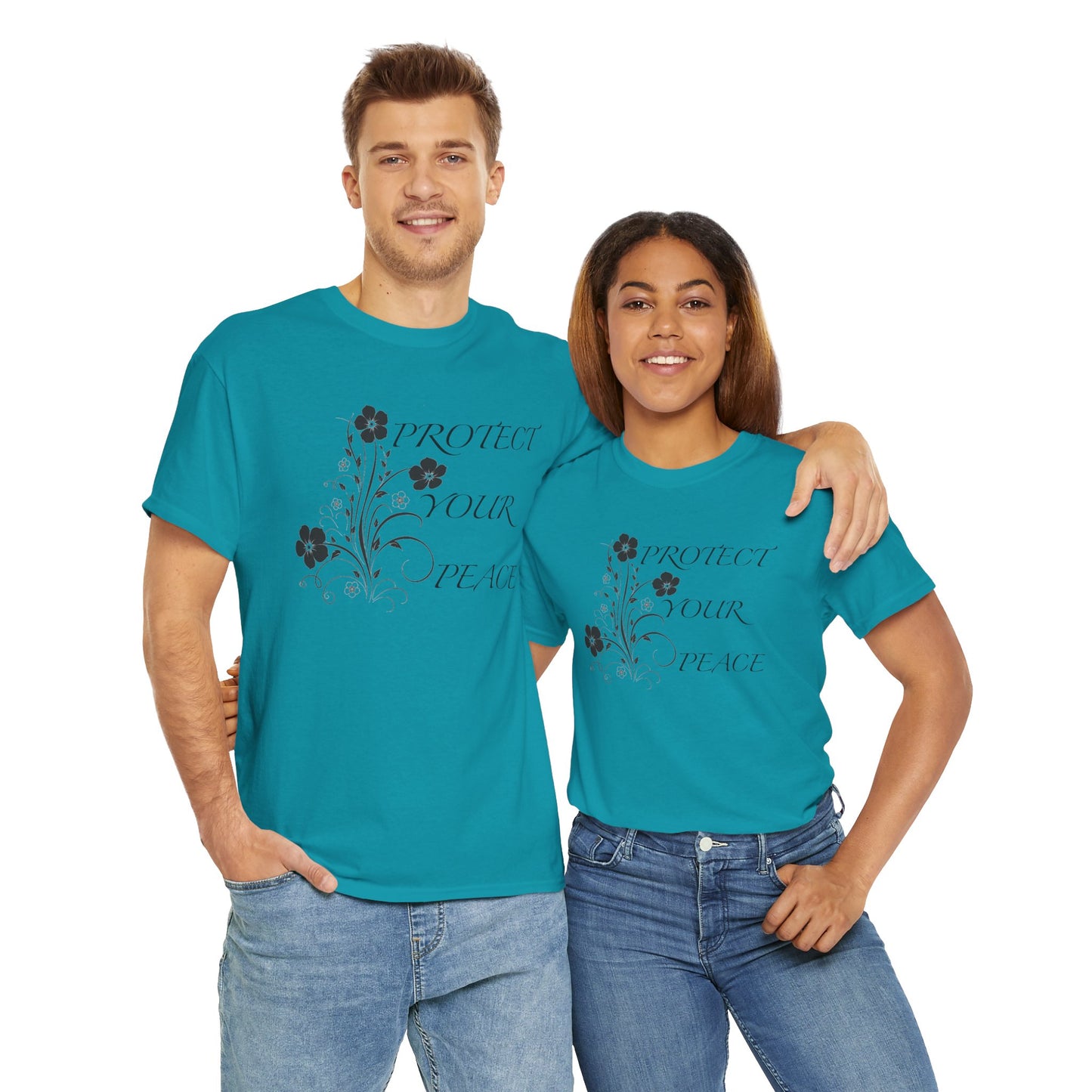 Unisex Floral Tee - "Protect Your Peace" - Unisex Floral Tee - Eco-Friendly Gift, Casual Outfit, Nature Lover Gift, Relaxed Fit