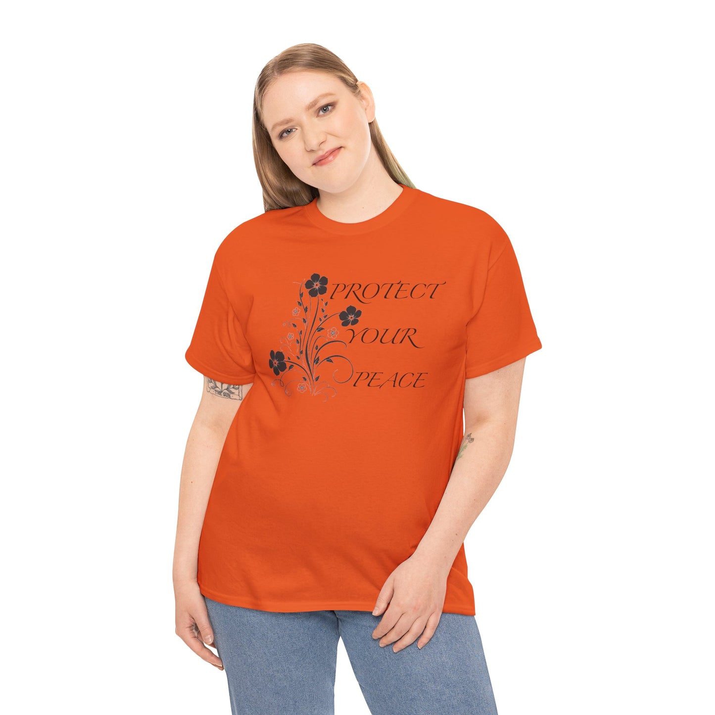 Unisex Floral Tee - "Protect Your Peace" - Unisex Floral Tee - Eco-Friendly Gift, Casual Outfit, Nature Lover Gift, Relaxed Fit
