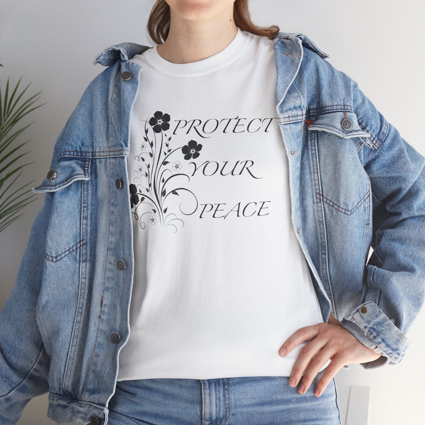 Unisex Floral Tee - "Protect Your Peace" - Unisex Floral Tee - Eco-Friendly Gift, Casual Outfit, Nature Lover Gift, Relaxed Fit