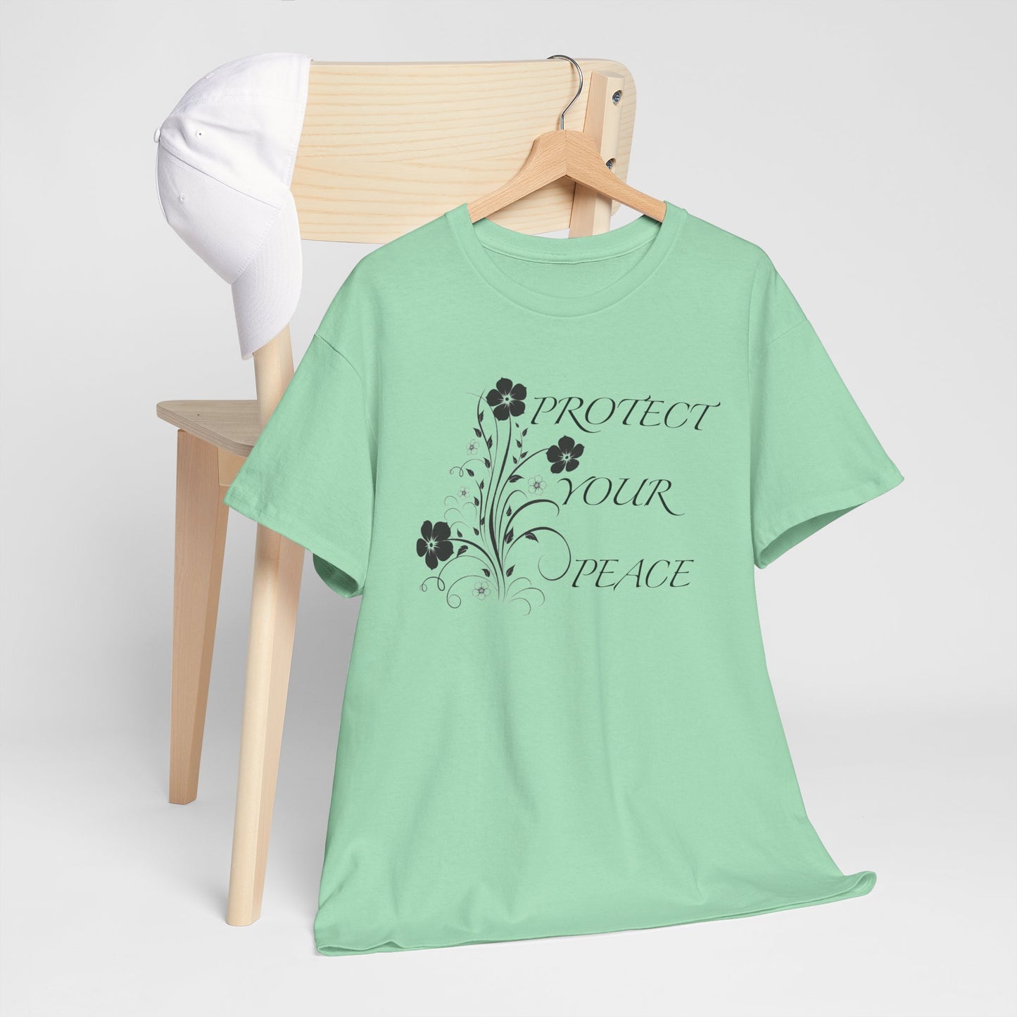 Unisex Floral Tee - "Protect Your Peace" - Unisex Floral Tee - Eco-Friendly Gift, Casual Outfit, Nature Lover Gift, Relaxed Fit