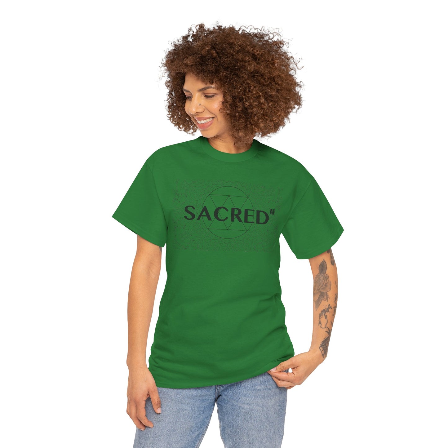 Sacred AF Unisex Heavy Cotton Tee - Spiritual Graphic T-Shirt