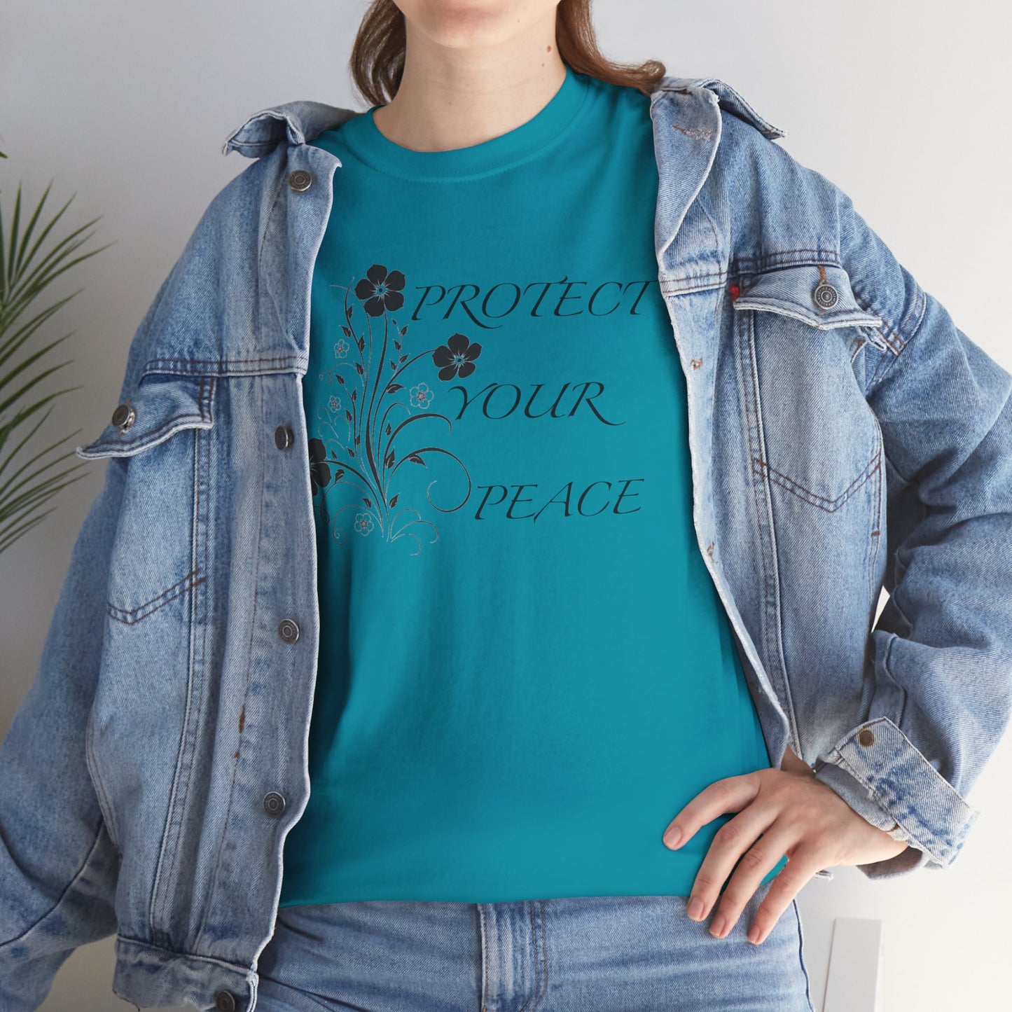 Unisex Floral Tee - "Protect Your Peace" - Unisex Floral Tee - Eco-Friendly Gift, Casual Outfit, Nature Lover Gift, Relaxed Fit