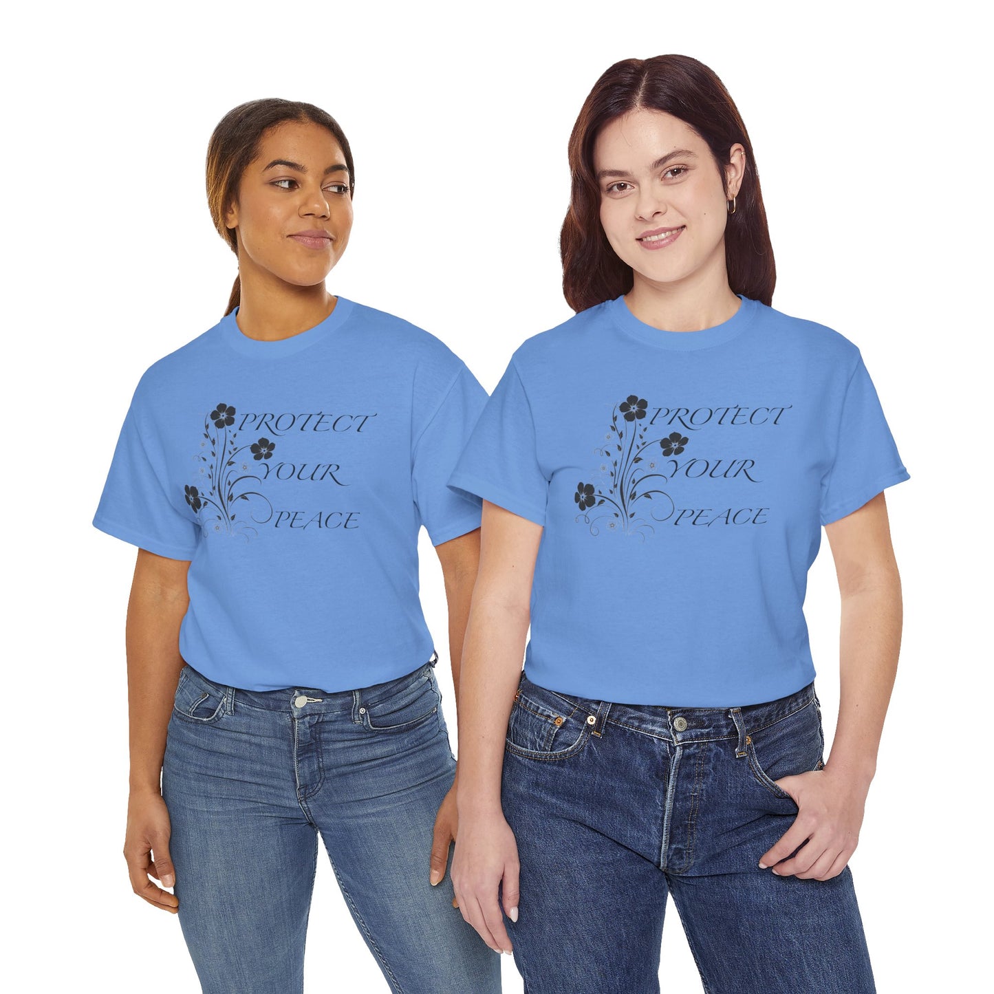 Unisex Floral Tee - "Protect Your Peace" - Unisex Floral Tee - Eco-Friendly Gift, Casual Outfit, Nature Lover Gift, Relaxed Fit