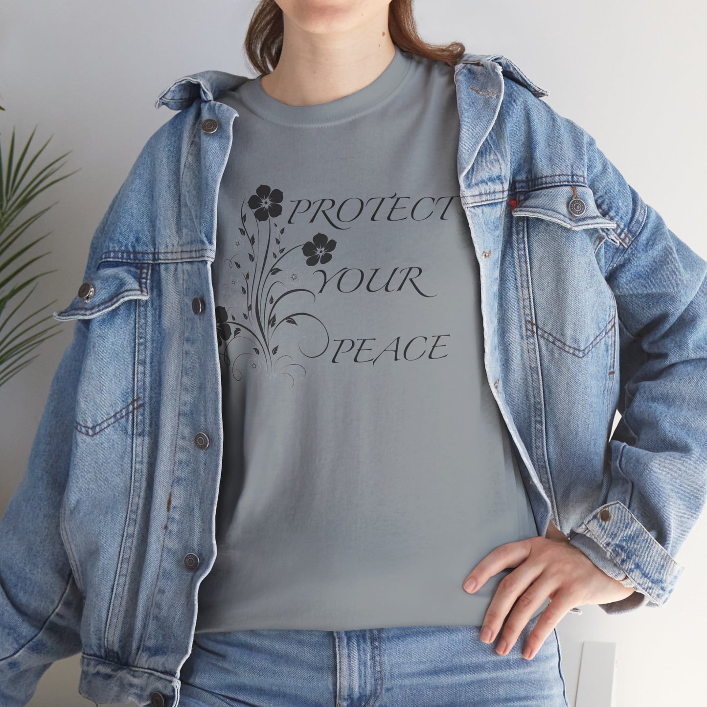 Unisex Floral Tee - "Protect Your Peace" - Unisex Floral Tee - Eco-Friendly Gift, Casual Outfit, Nature Lover Gift, Relaxed Fit