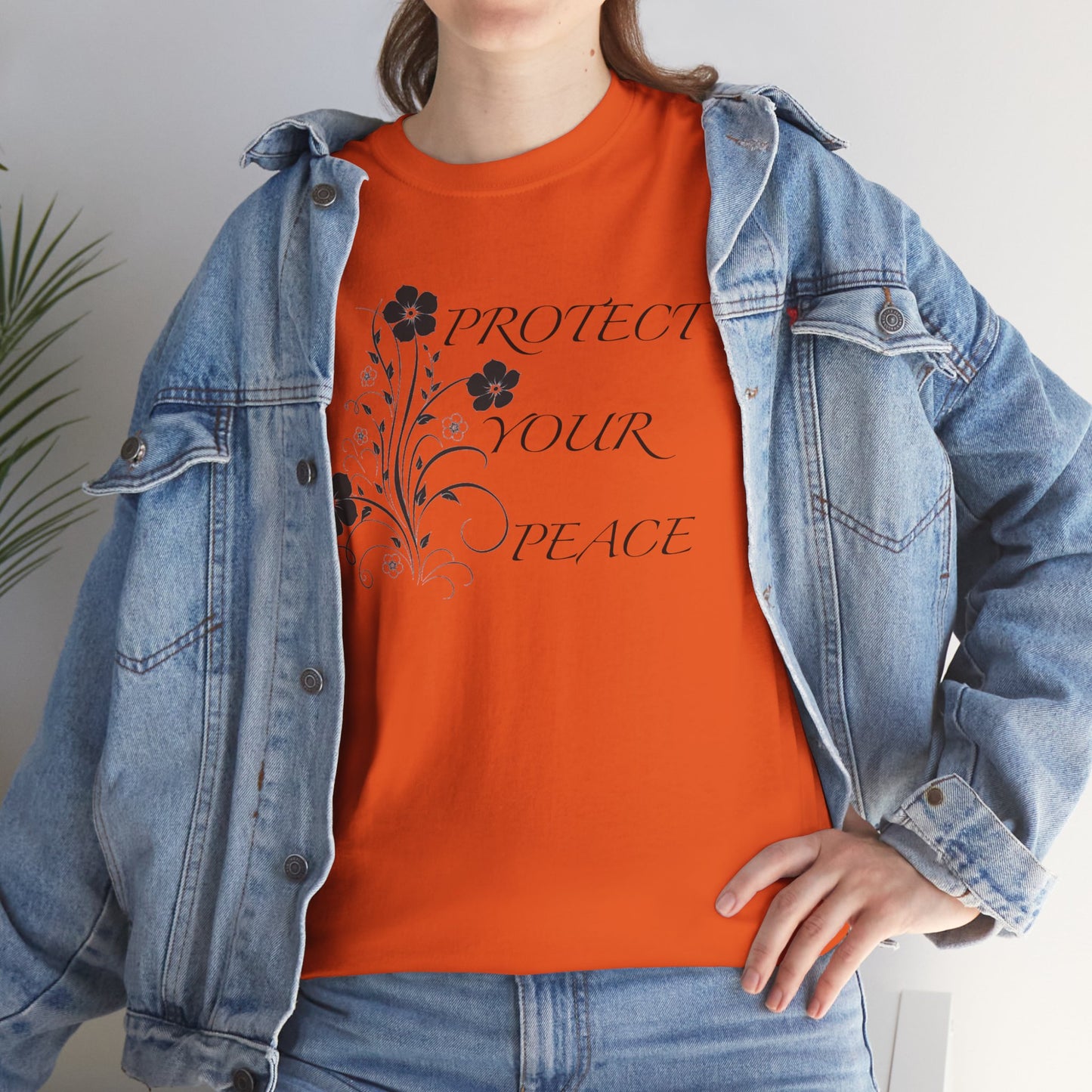 Unisex Floral Tee - "Protect Your Peace" - Unisex Floral Tee - Eco-Friendly Gift, Casual Outfit, Nature Lover Gift, Relaxed Fit