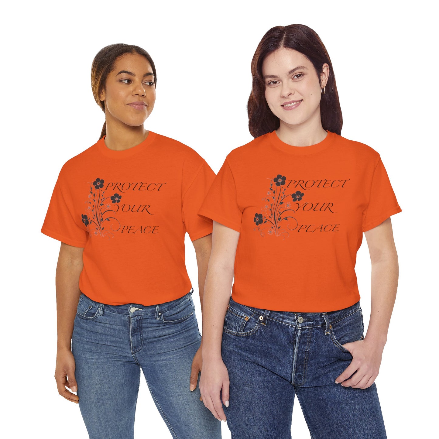 Unisex Floral Tee - "Protect Your Peace" - Unisex Floral Tee - Eco-Friendly Gift, Casual Outfit, Nature Lover Gift, Relaxed Fit