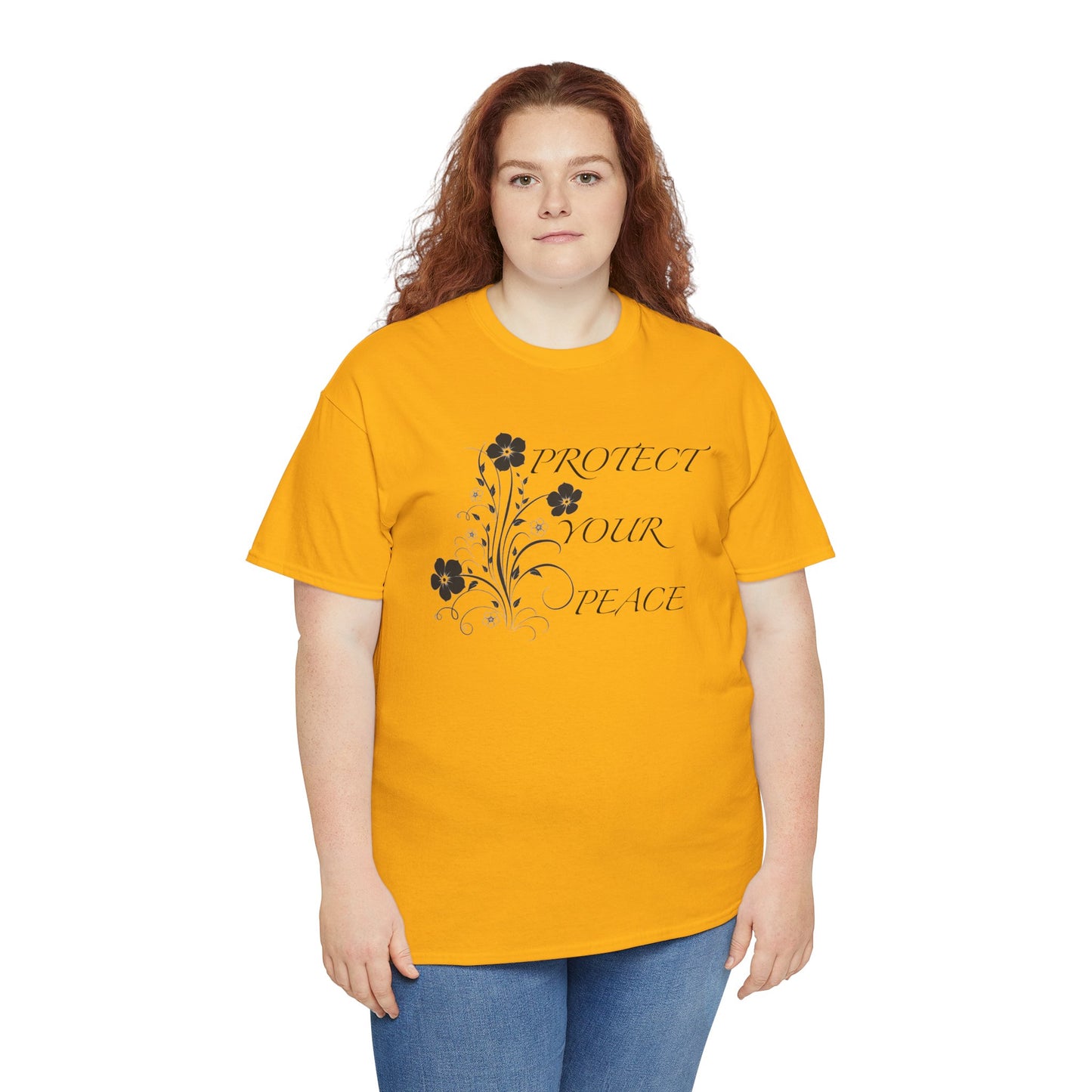 Unisex Floral Tee - "Protect Your Peace" - Unisex Floral Tee - Eco-Friendly Gift, Casual Outfit, Nature Lover Gift, Relaxed Fit