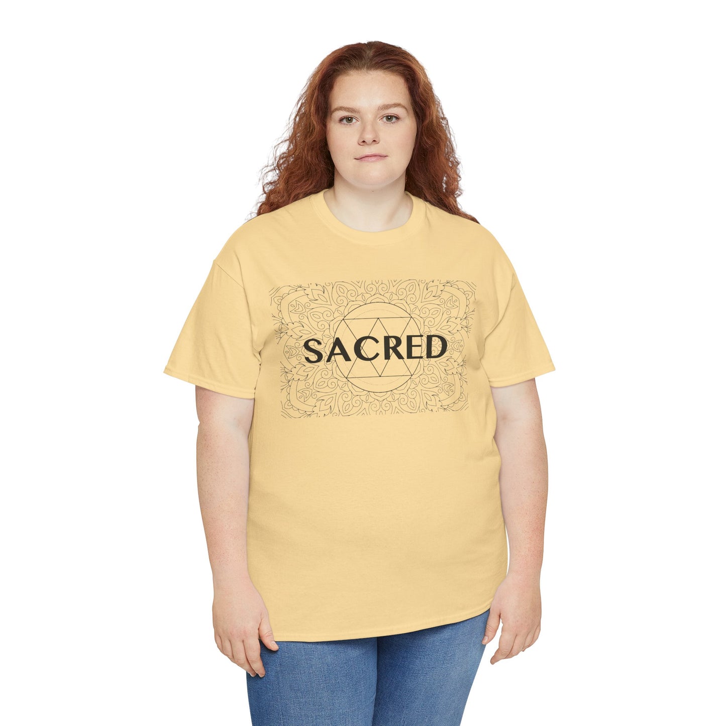 Sacred design Unisex Heavy Cotton Tee - Spiritual Graphic T-Shirt