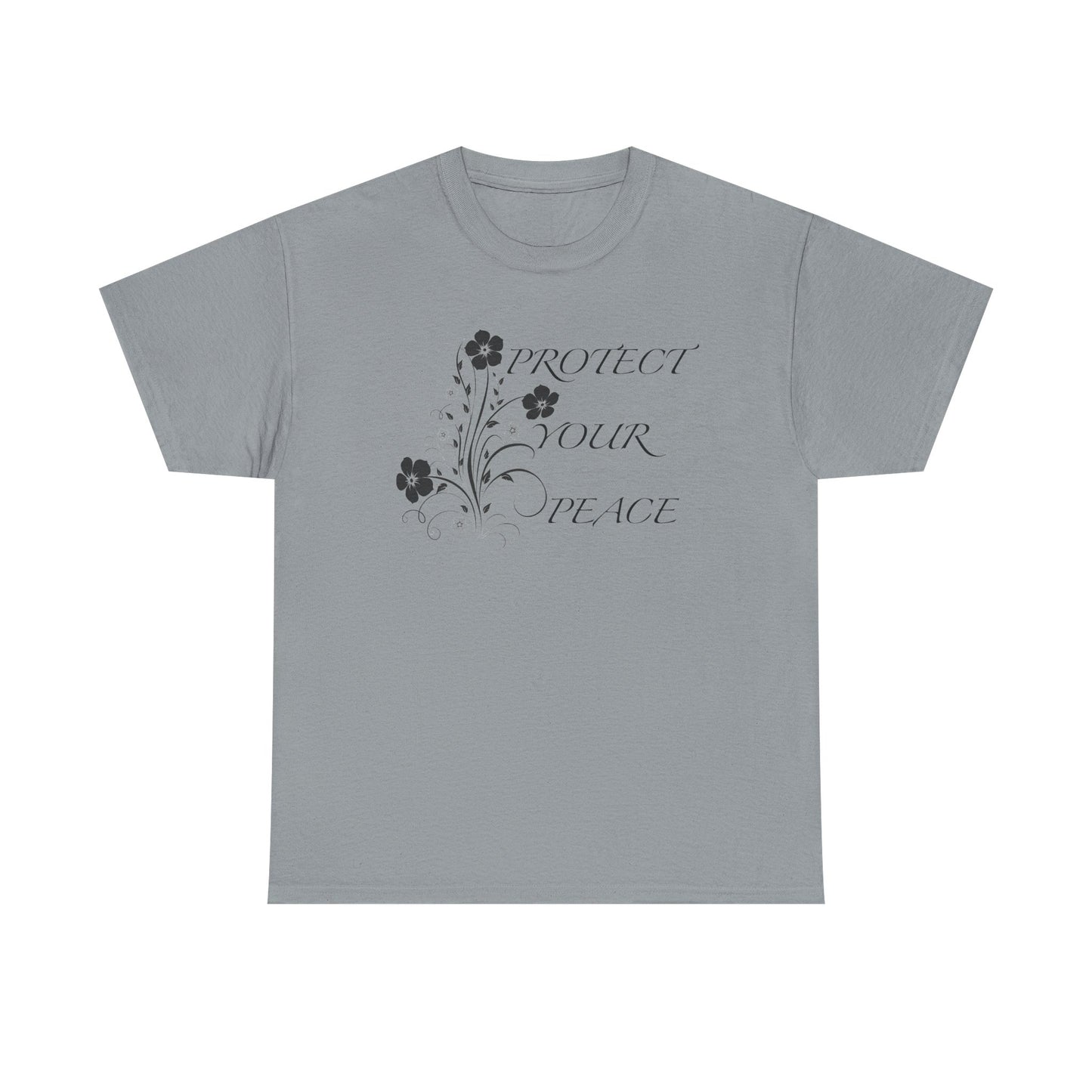 Unisex Floral Tee - "Protect Your Peace" - Unisex Floral Tee - Eco-Friendly Gift, Casual Outfit, Nature Lover Gift, Relaxed Fit