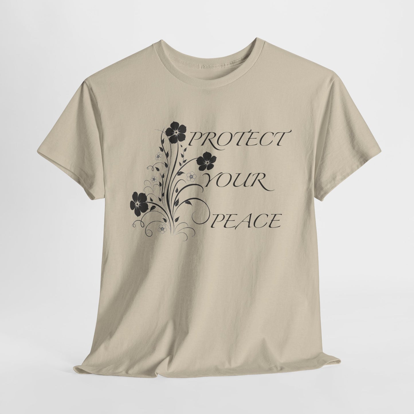 Unisex Floral Tee - "Protect Your Peace" - Unisex Floral Tee - Eco-Friendly Gift, Casual Outfit, Nature Lover Gift, Relaxed Fit