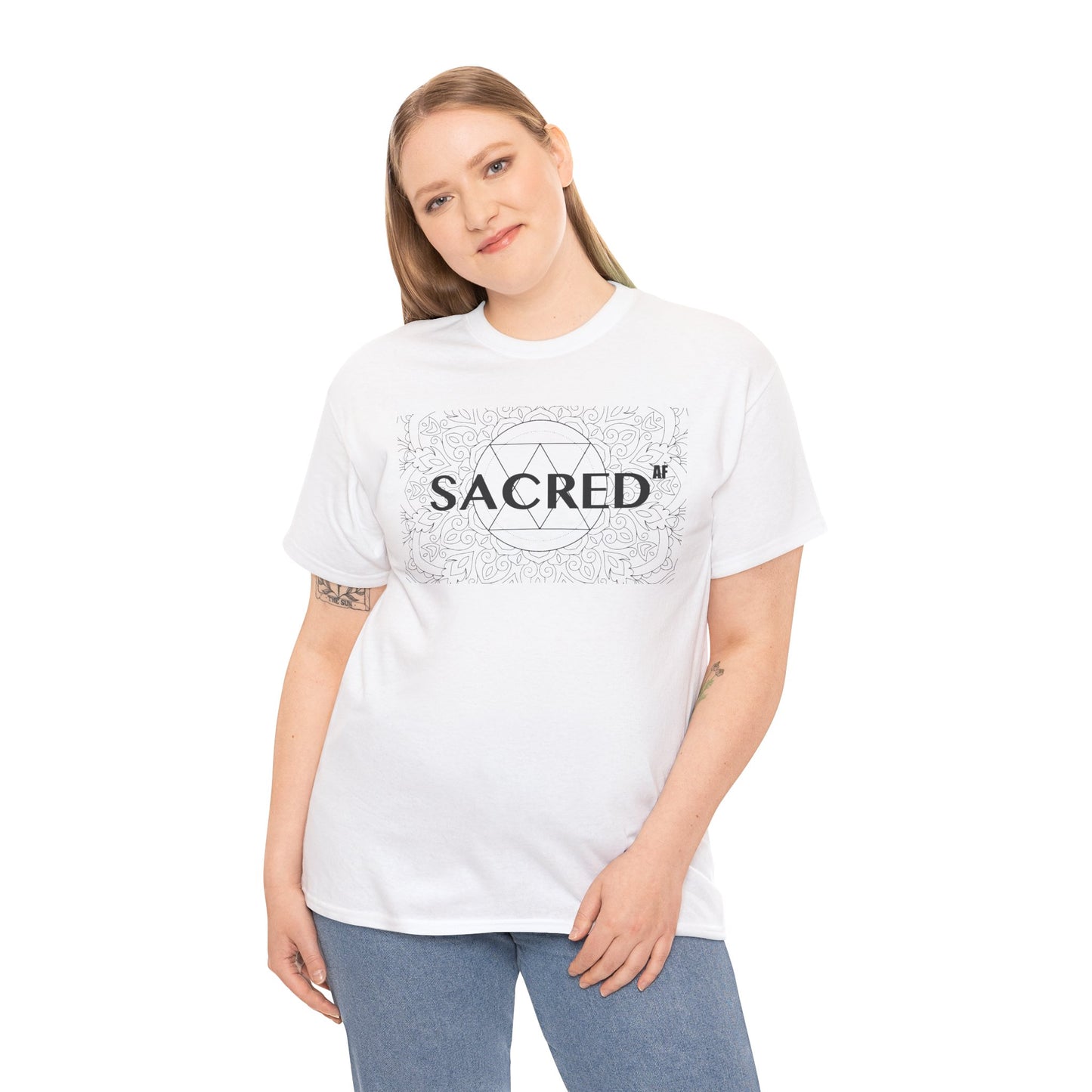 Sacred AF Unisex Heavy Cotton Tee - Spiritual Graphic T-Shirt