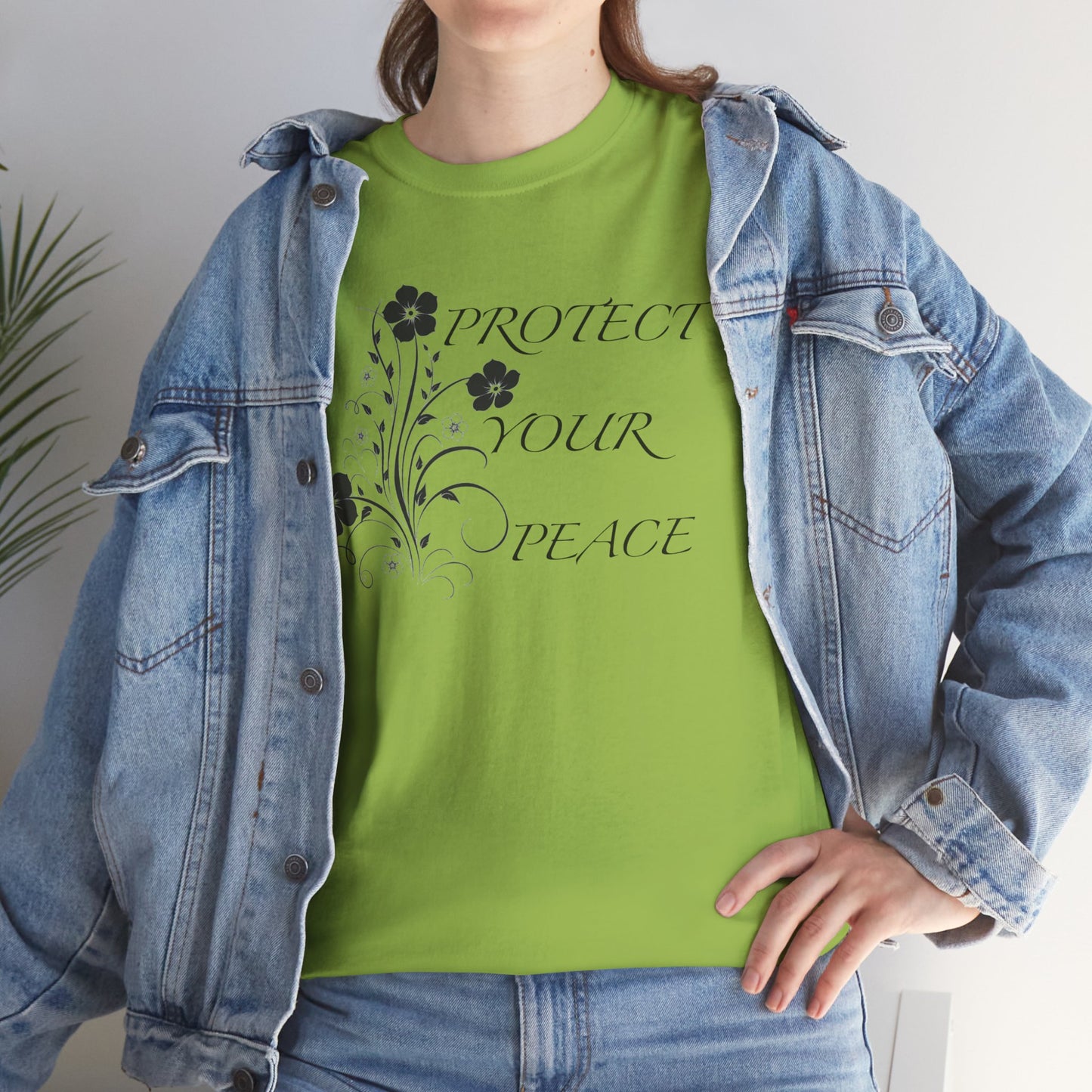Unisex Floral Tee - "Protect Your Peace" - Unisex Floral Tee - Eco-Friendly Gift, Casual Outfit, Nature Lover Gift, Relaxed Fit