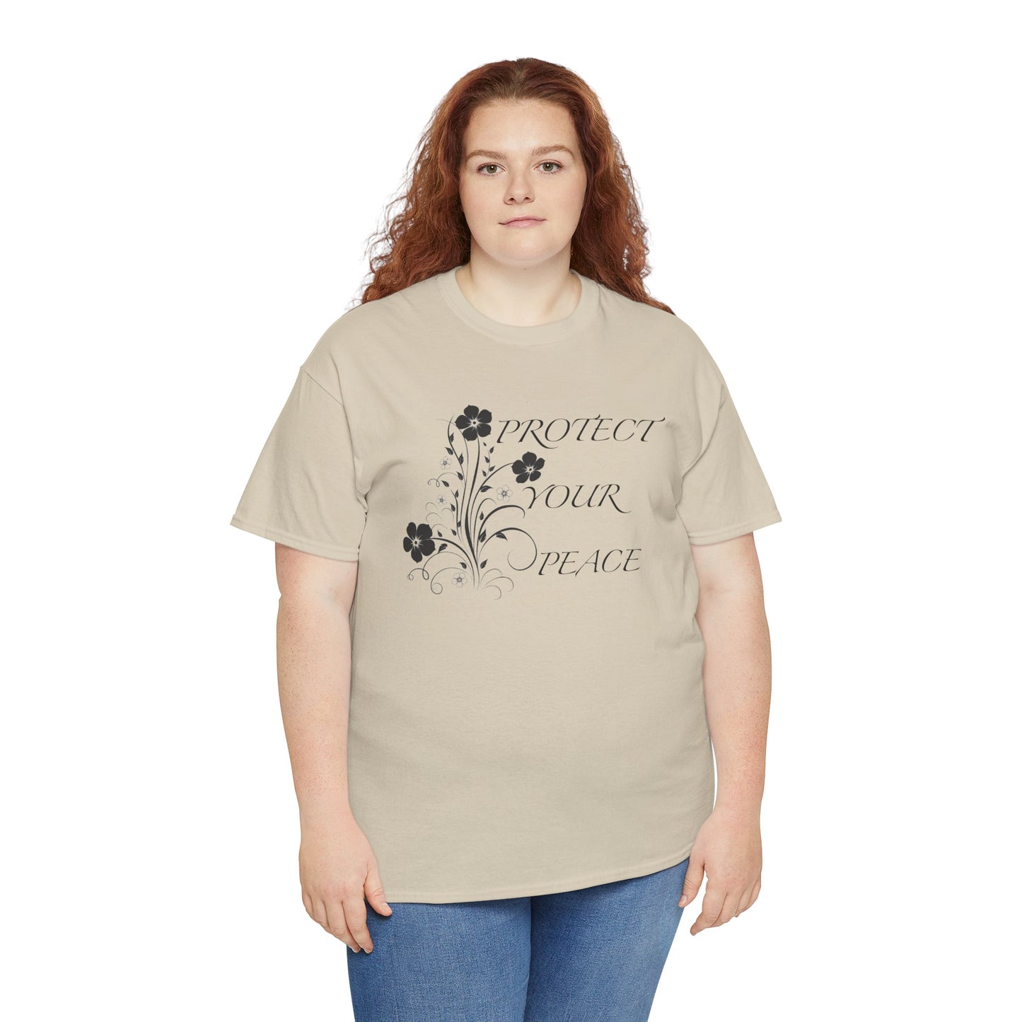Unisex Floral Tee - "Protect Your Peace" - Unisex Floral Tee - Eco-Friendly Gift, Casual Outfit, Nature Lover Gift, Relaxed Fit