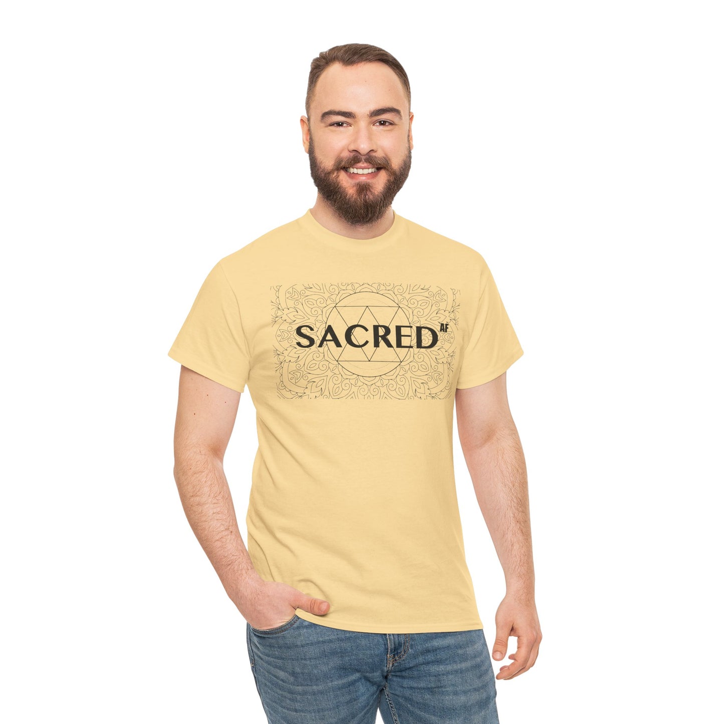 Sacred AF Unisex Heavy Cotton Tee - Spiritual Graphic T-Shirt