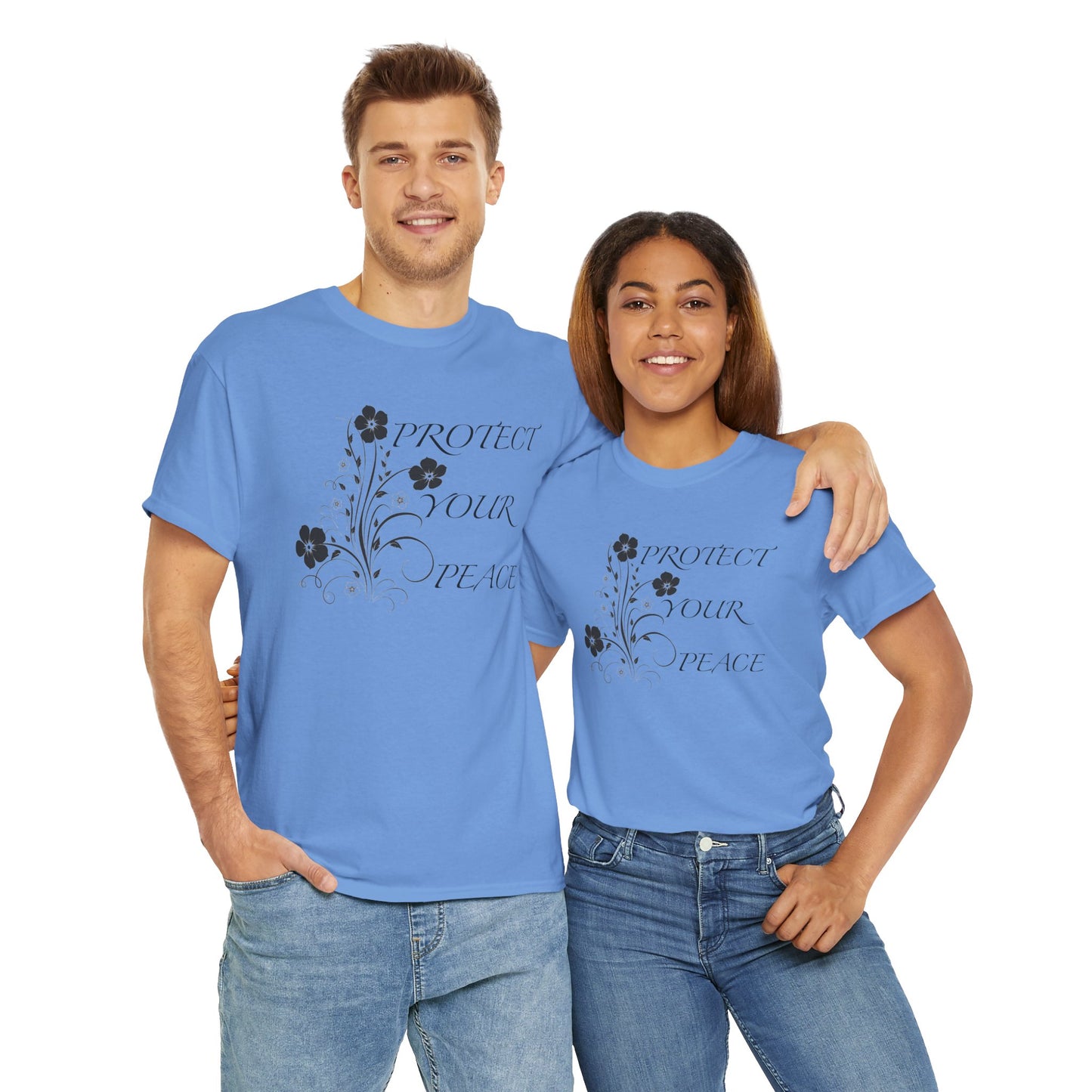 Unisex Floral Tee - "Protect Your Peace" - Unisex Floral Tee - Eco-Friendly Gift, Casual Outfit, Nature Lover Gift, Relaxed Fit