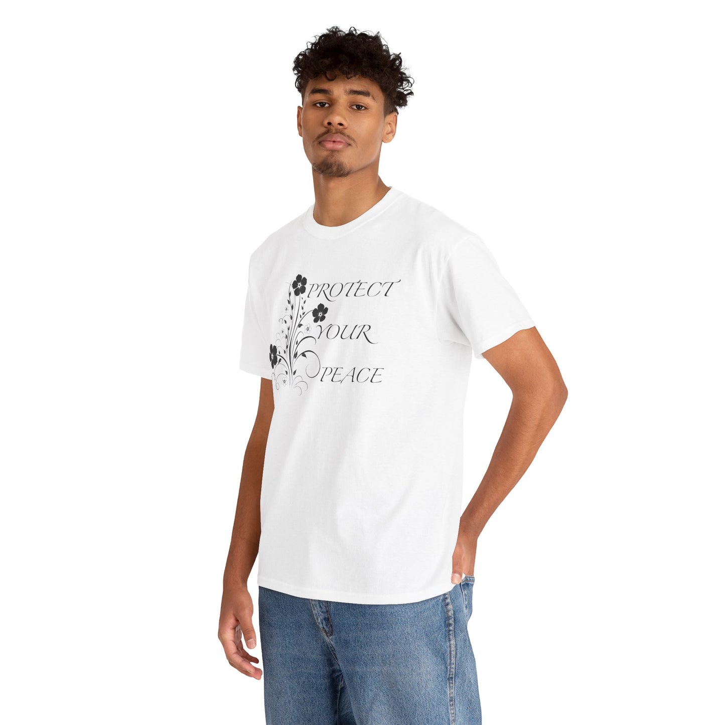 Unisex Floral Tee - "Protect Your Peace" - Unisex Floral Tee - Eco-Friendly Gift, Casual Outfit, Nature Lover Gift, Relaxed Fit