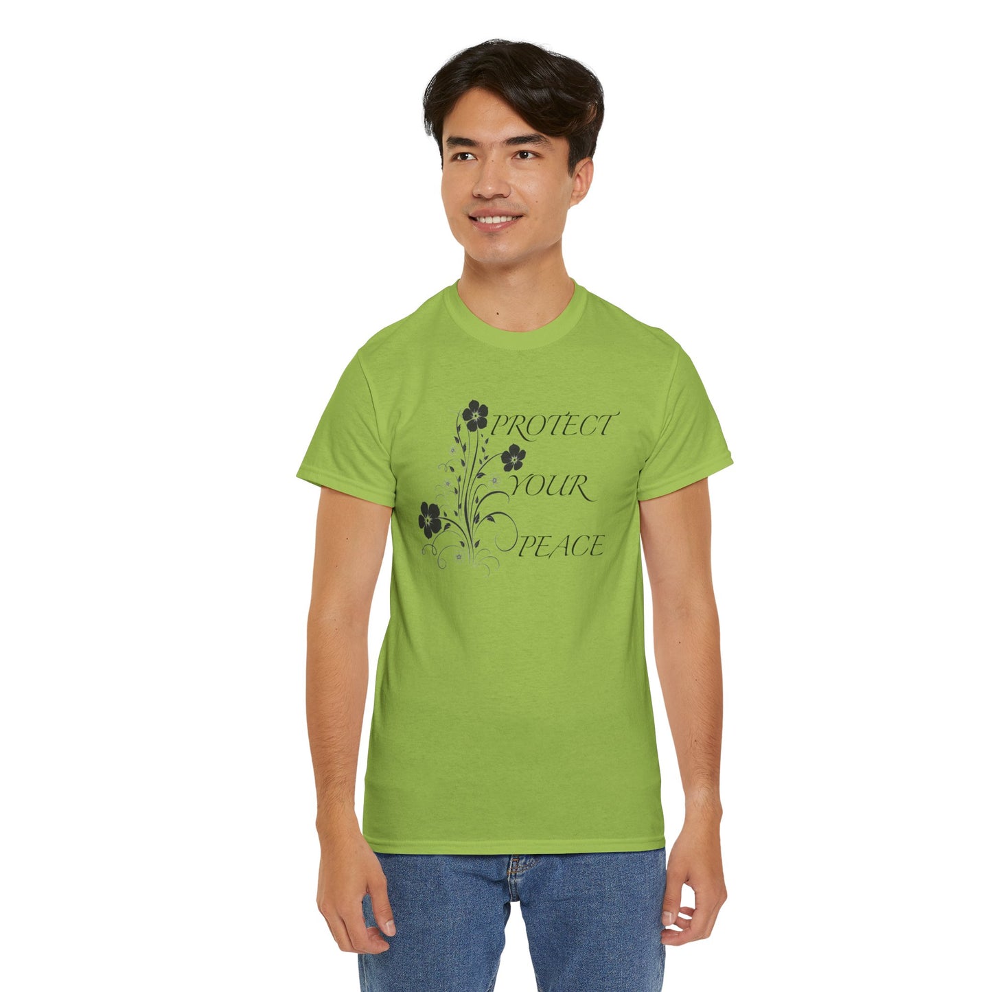 Unisex Floral Tee - "Protect Your Peace" - Unisex Floral Tee - Eco-Friendly Gift, Casual Outfit, Nature Lover Gift, Relaxed Fit