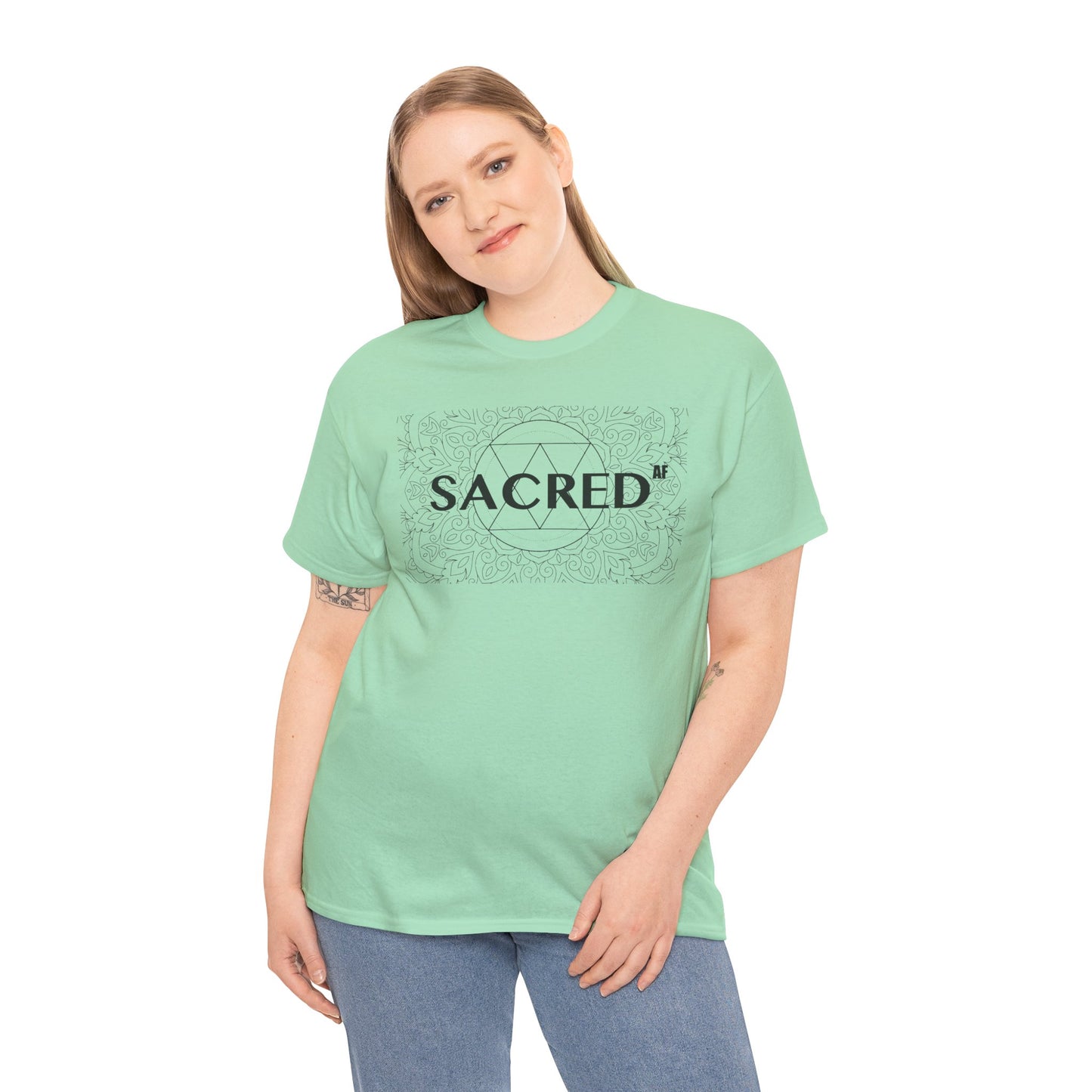 Sacred AF Unisex Heavy Cotton Tee - Spiritual Graphic T-Shirt