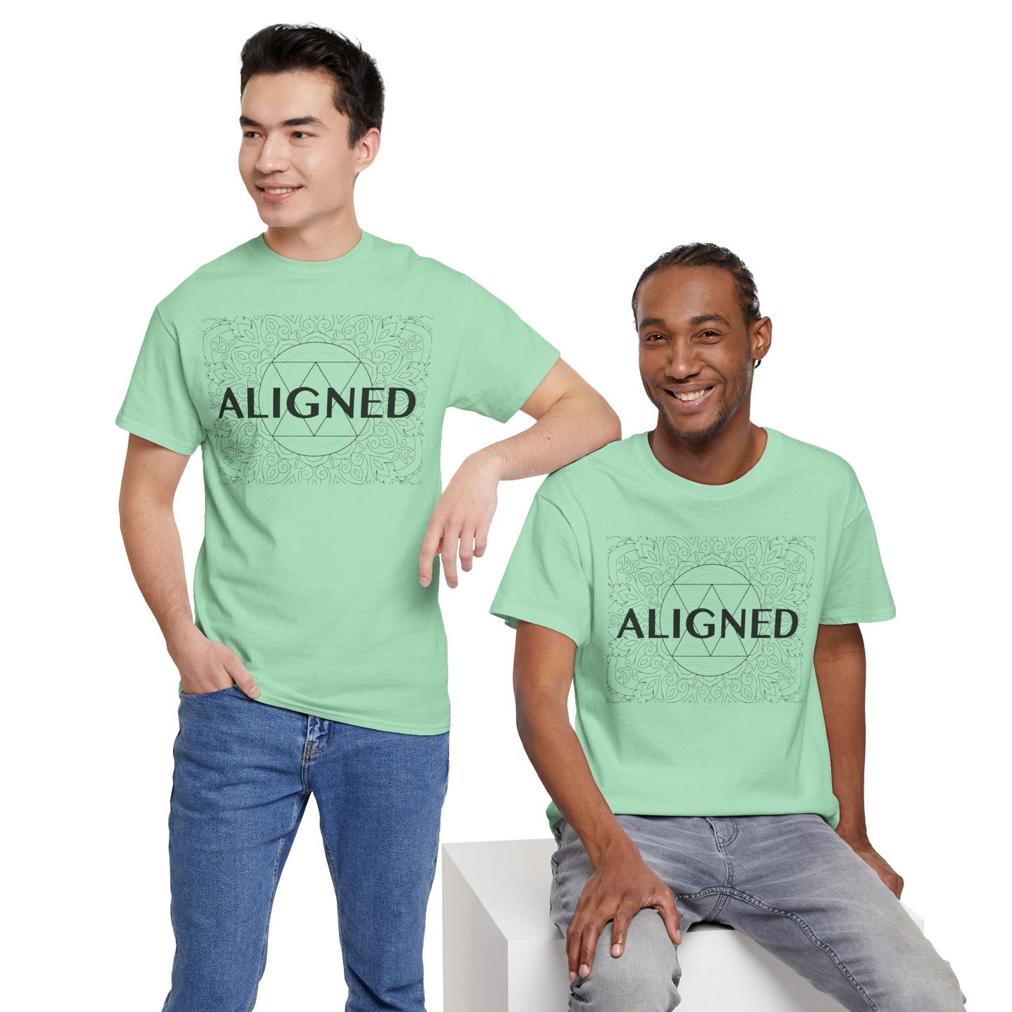 Aligned design Unisex Heavy Cotton Tee - Spiritual Graphic T-Shirt
