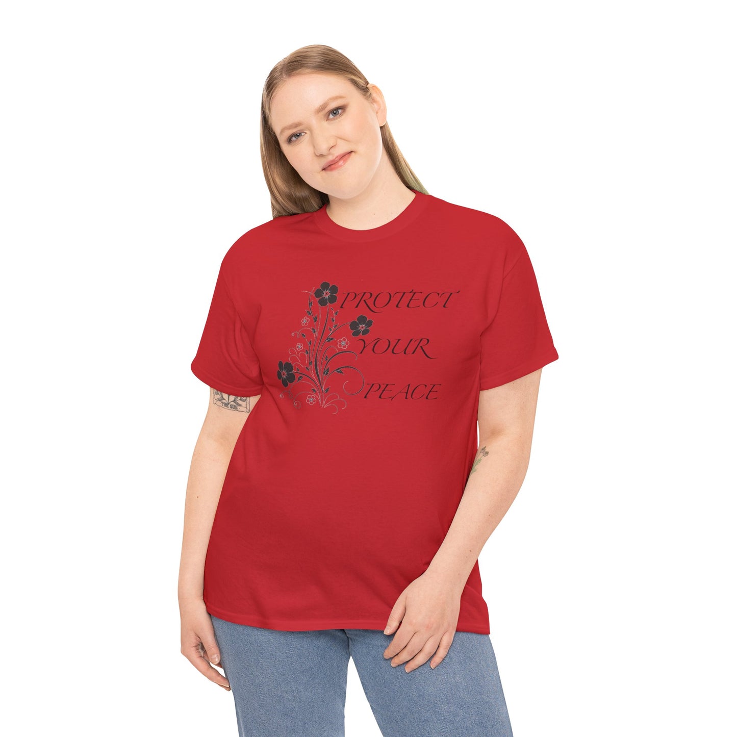 Unisex Floral Tee - "Protect Your Peace" - Unisex Floral Tee - Eco-Friendly Gift, Casual Outfit, Nature Lover Gift, Relaxed Fit