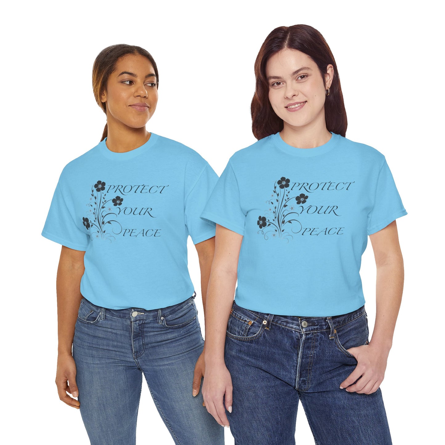 Unisex Floral Tee - "Protect Your Peace" - Unisex Floral Tee - Eco-Friendly Gift, Casual Outfit, Nature Lover Gift, Relaxed Fit