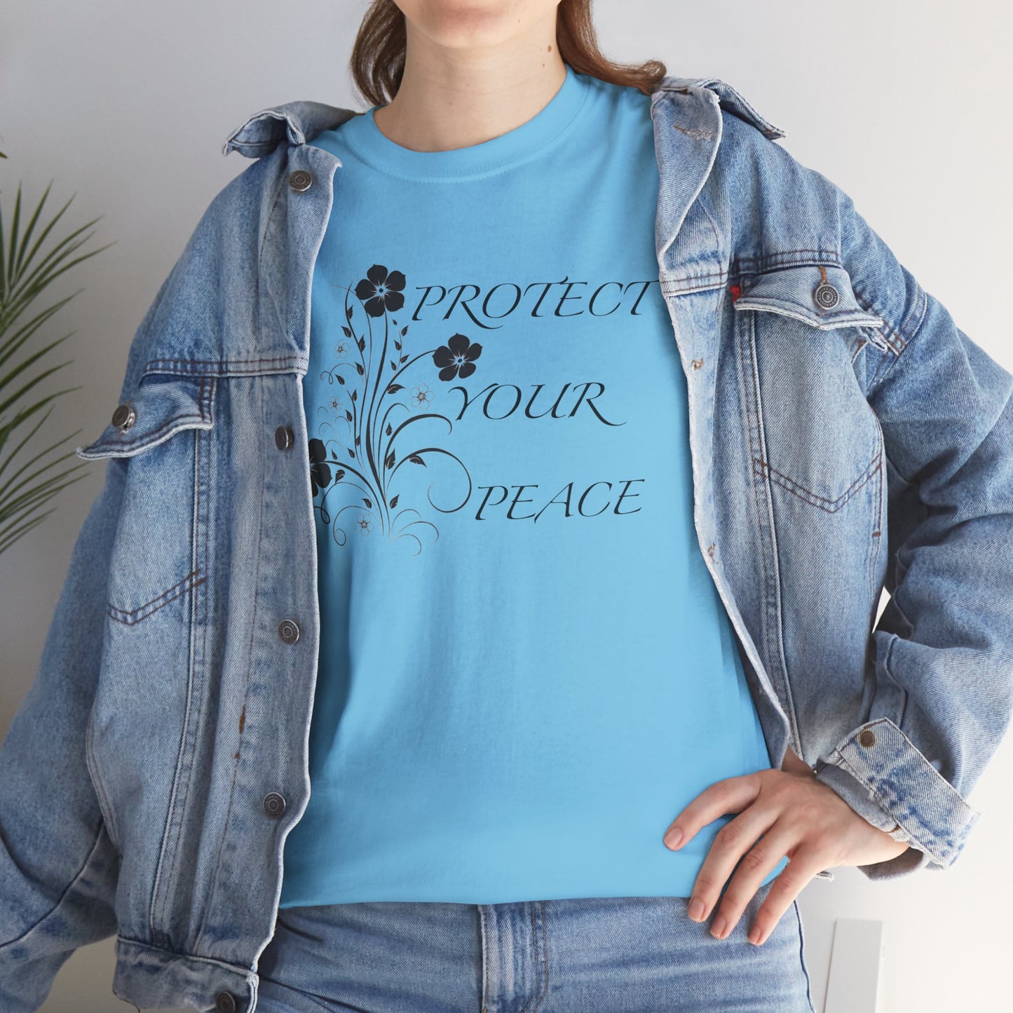 Unisex Floral Tee - "Protect Your Peace" - Unisex Floral Tee - Eco-Friendly Gift, Casual Outfit, Nature Lover Gift, Relaxed Fit