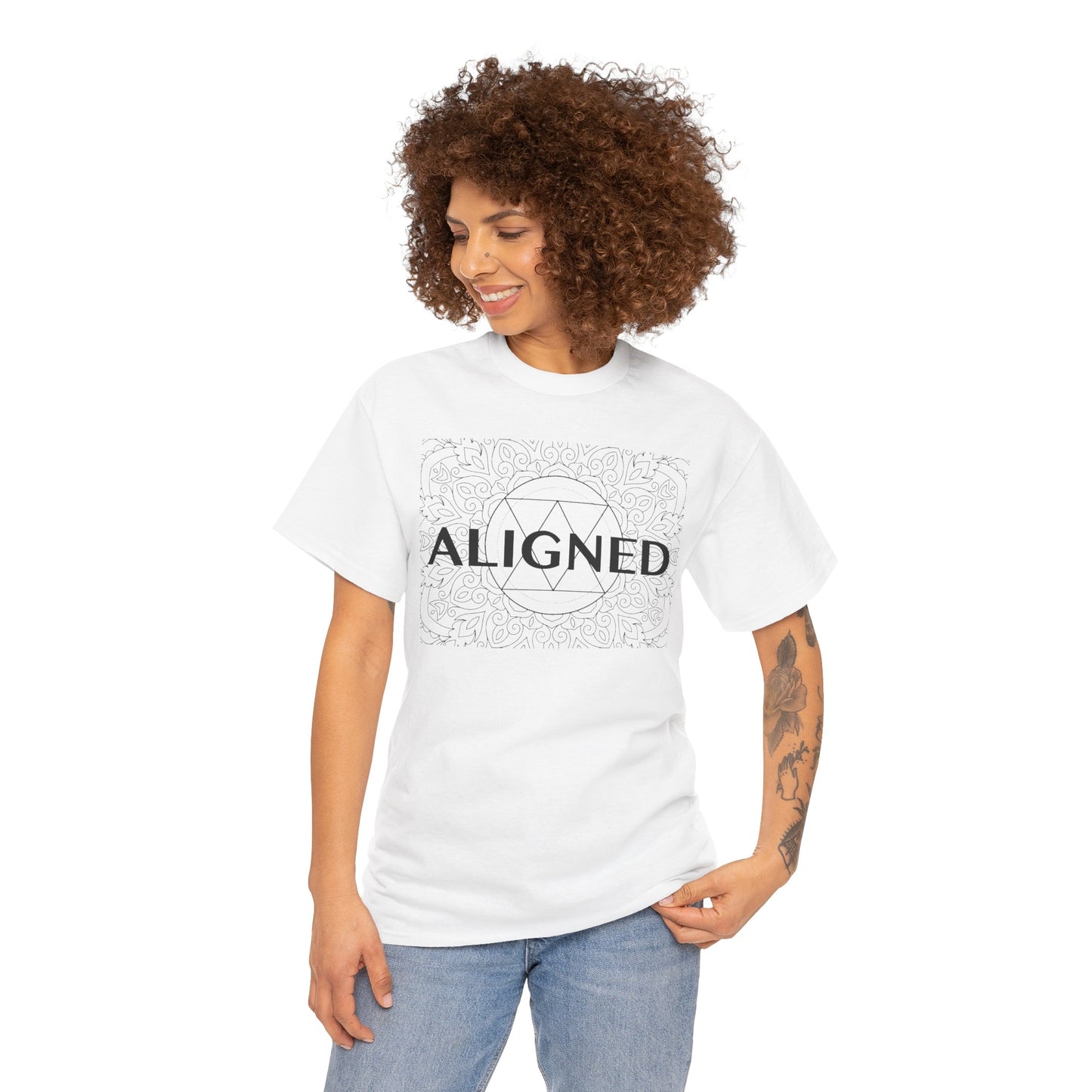 Aligned design Unisex Heavy Cotton Tee - Spiritual Graphic T-Shirt
