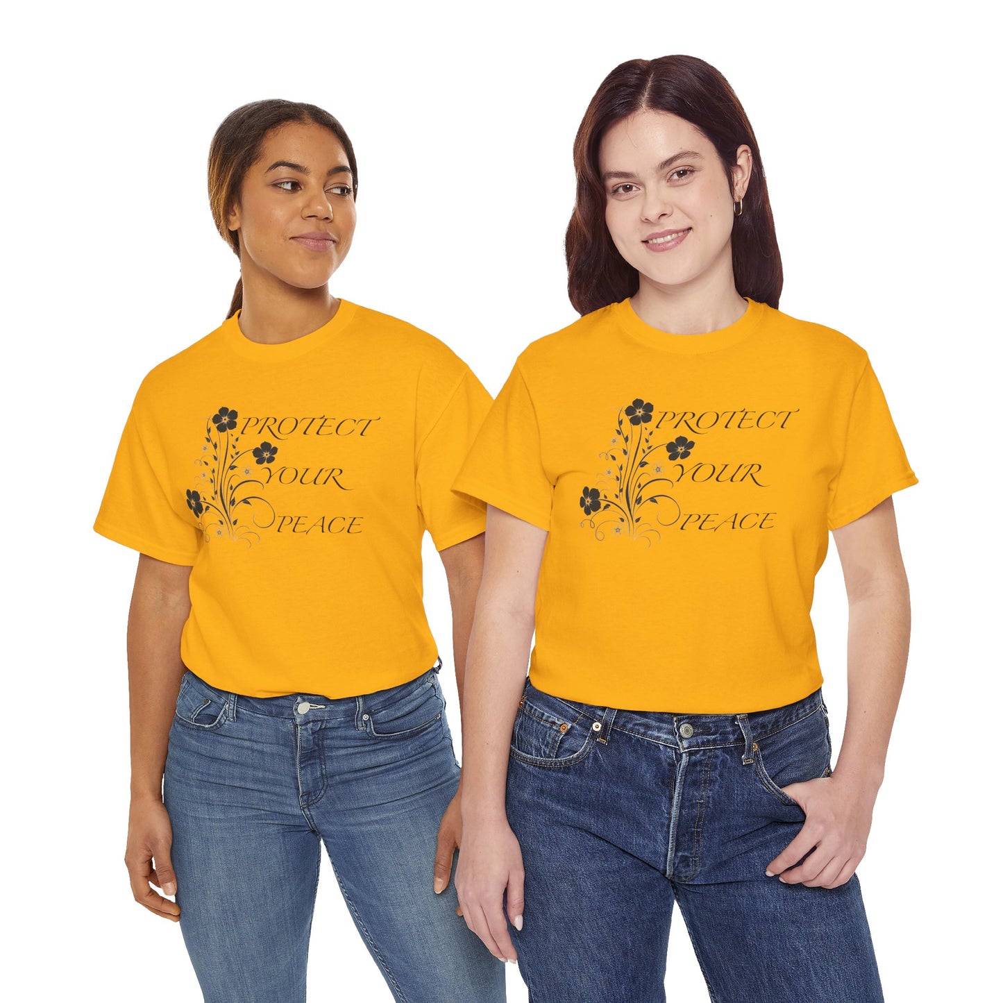 Unisex Floral Tee - "Protect Your Peace" - Unisex Floral Tee - Eco-Friendly Gift, Casual Outfit, Nature Lover Gift, Relaxed Fit