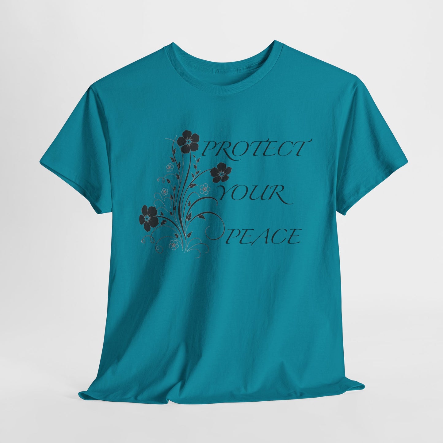 Unisex Floral Tee - "Protect Your Peace" - Unisex Floral Tee - Eco-Friendly Gift, Casual Outfit, Nature Lover Gift, Relaxed Fit
