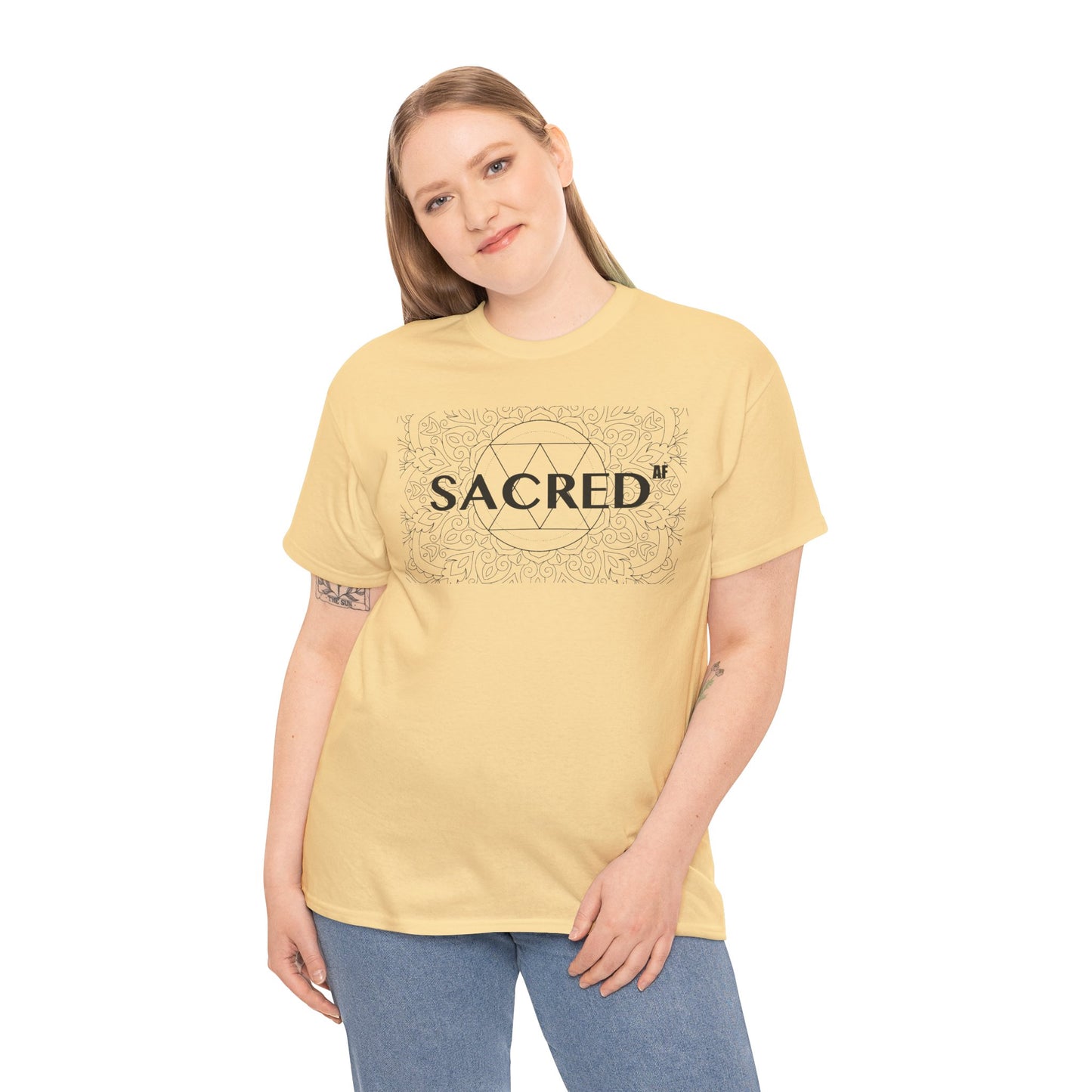 Sacred AF Unisex Heavy Cotton Tee - Spiritual Graphic T-Shirt