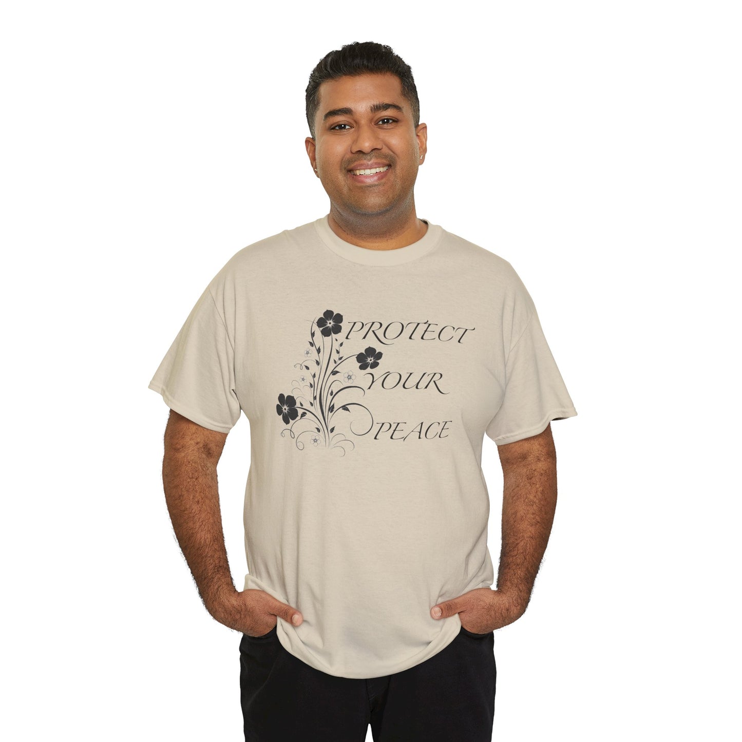 Unisex Floral Tee - "Protect Your Peace" - Unisex Floral Tee - Eco-Friendly Gift, Casual Outfit, Nature Lover Gift, Relaxed Fit