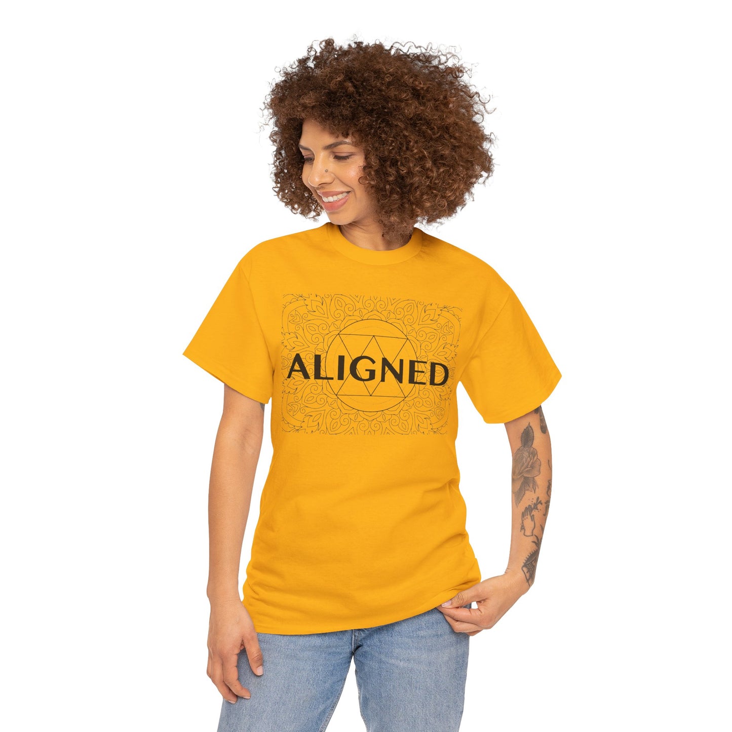 Aligned design Unisex Heavy Cotton Tee - Spiritual Graphic T-Shirt