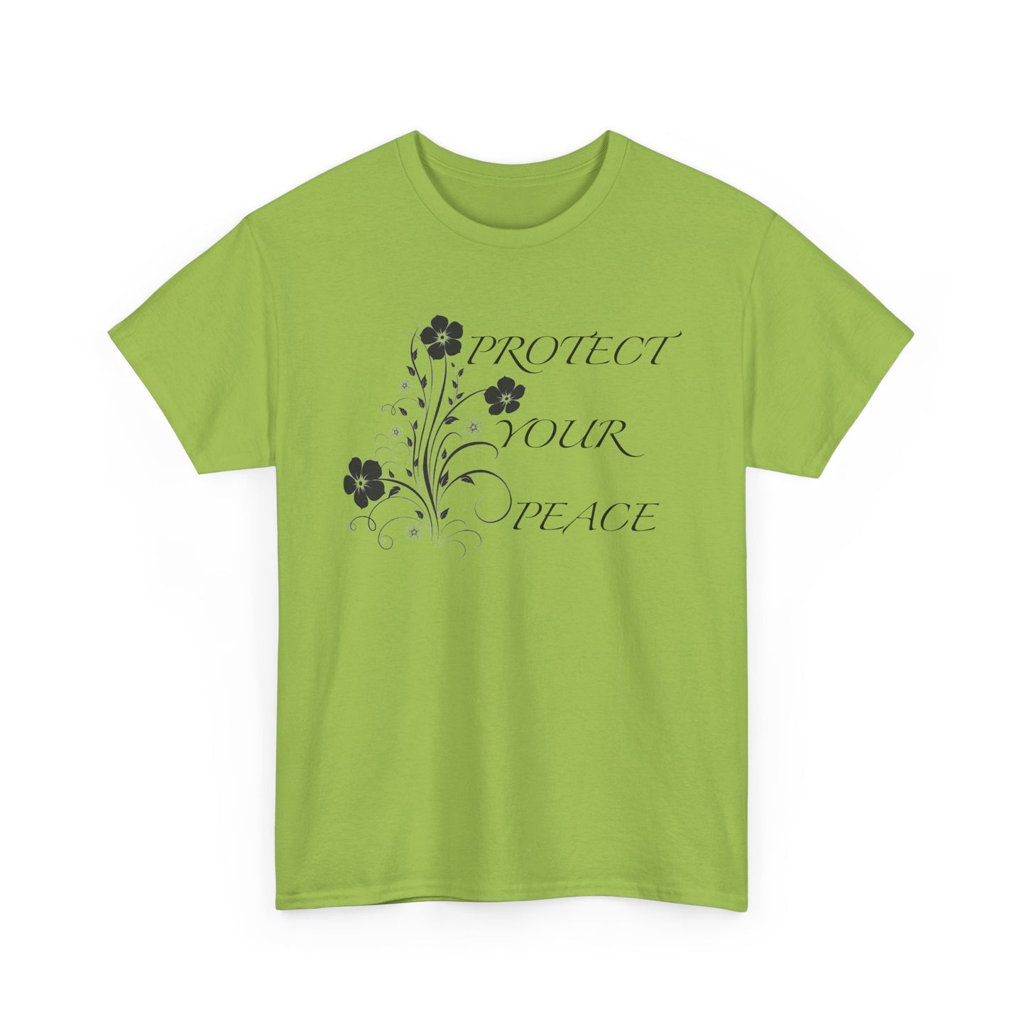Unisex Floral Tee - "Protect Your Peace" - Unisex Floral Tee - Eco-Friendly Gift, Casual Outfit, Nature Lover Gift, Relaxed Fit