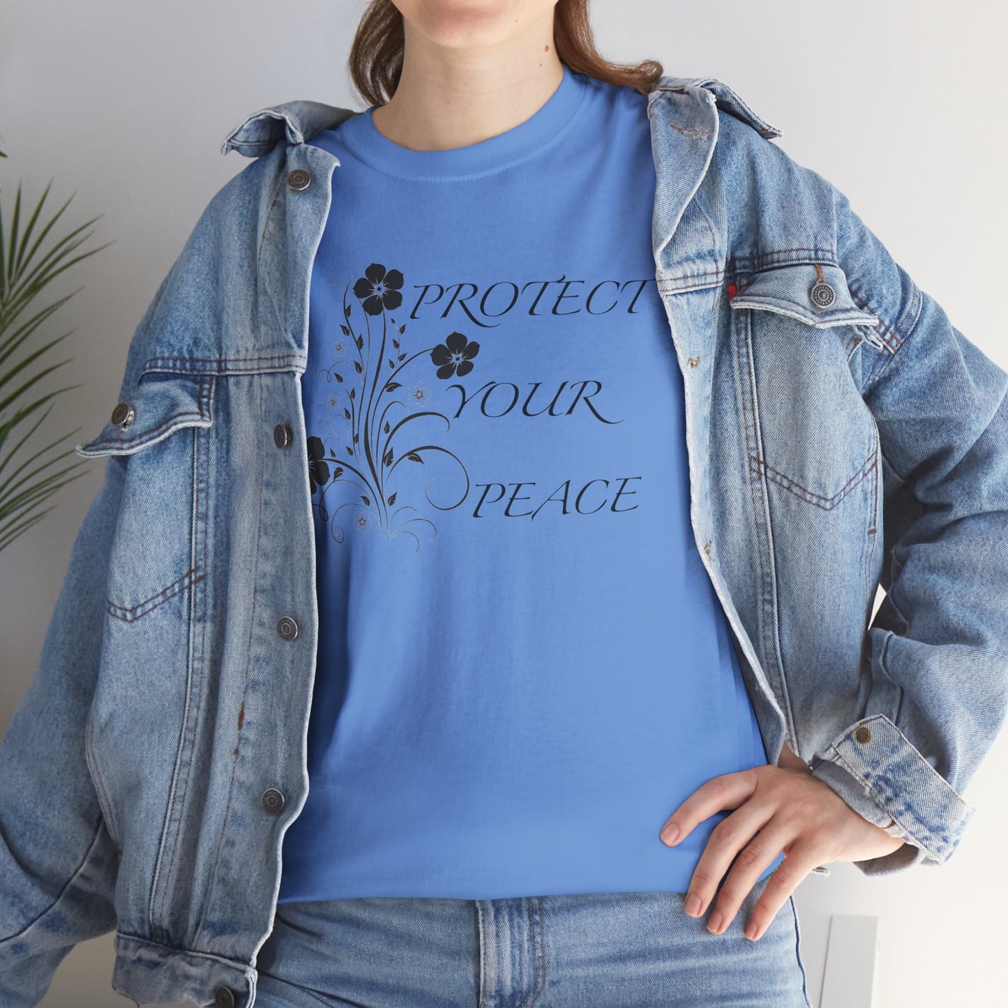 Unisex Floral Tee - "Protect Your Peace" - Unisex Floral Tee - Eco-Friendly Gift, Casual Outfit, Nature Lover Gift, Relaxed Fit