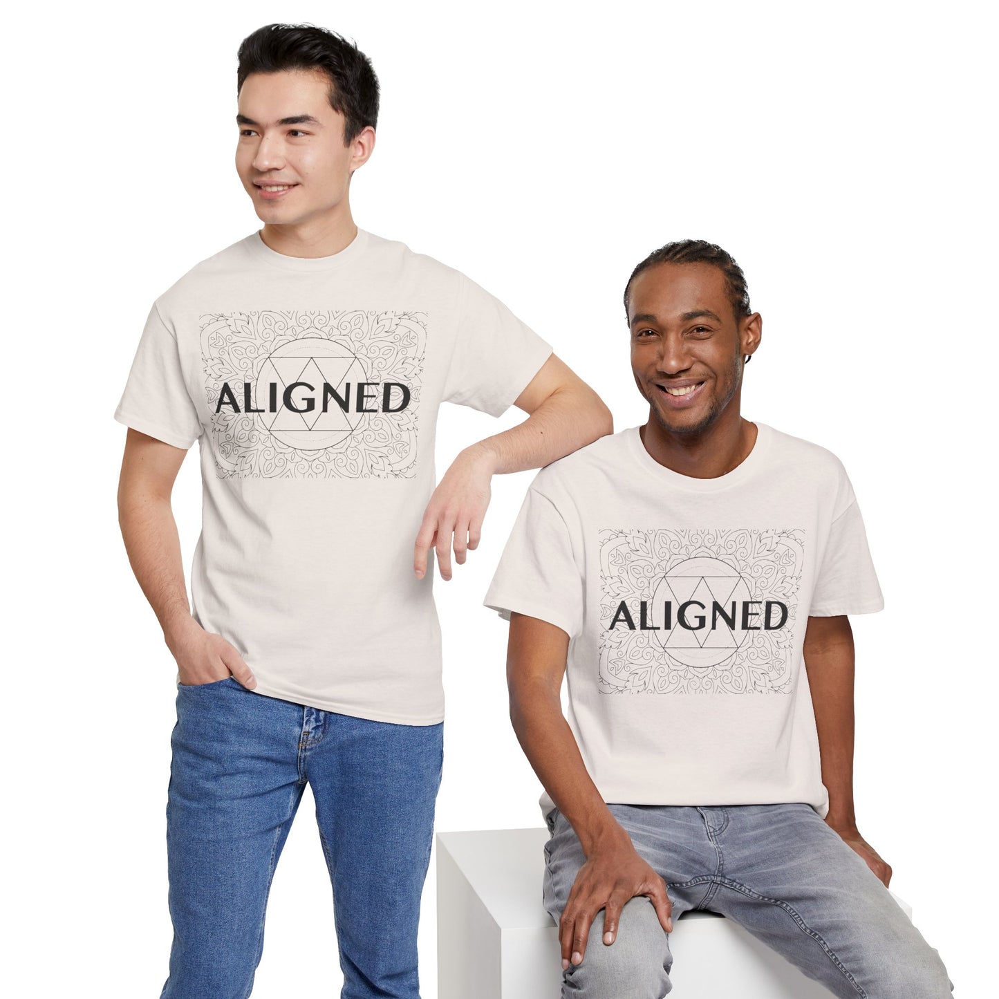 Aligned design Unisex Heavy Cotton Tee - Spiritual Graphic T-Shirt