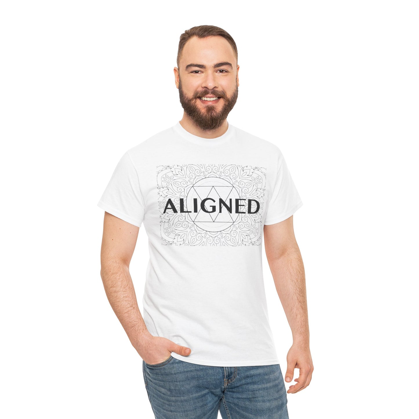 Aligned design Unisex Heavy Cotton Tee - Spiritual Graphic T-Shirt