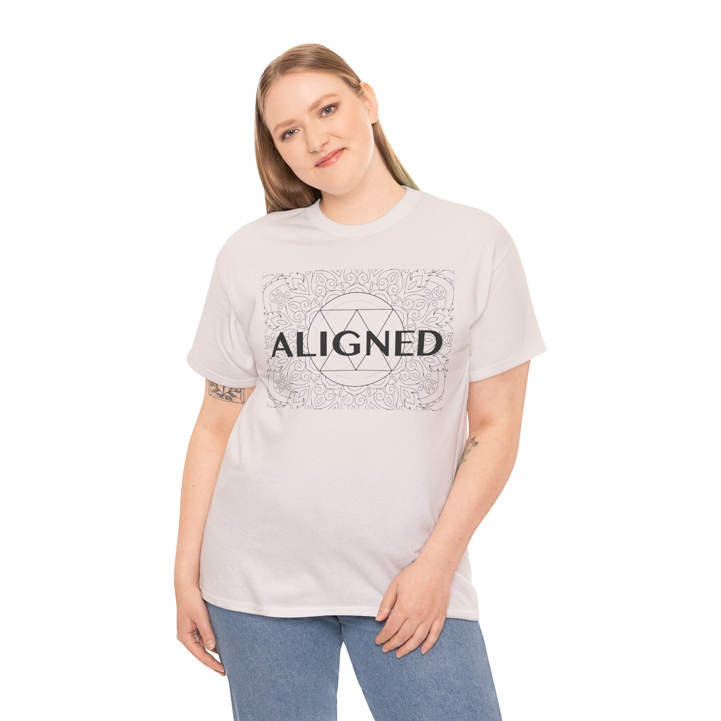 Aligned design Unisex Heavy Cotton Tee - Spiritual Graphic T-Shirt