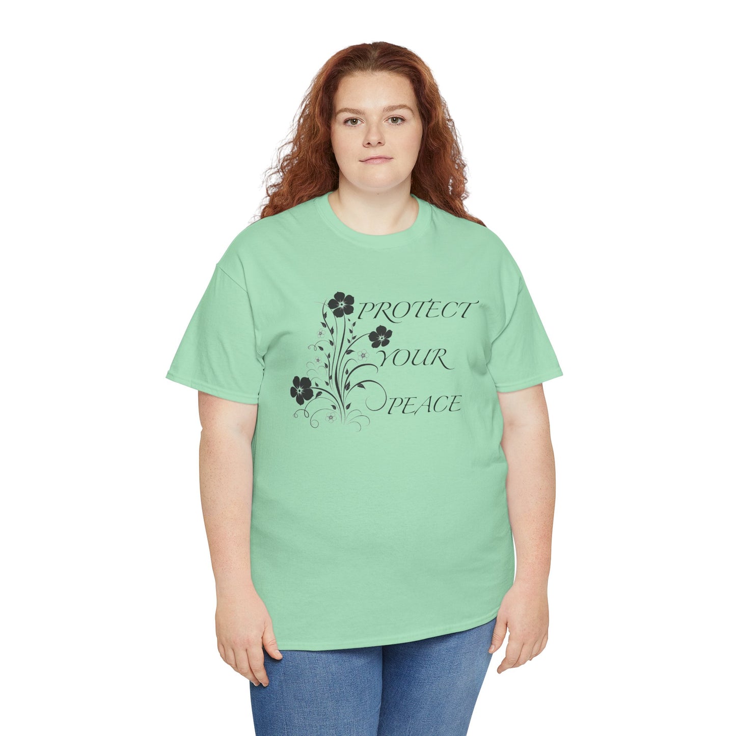 Unisex Floral Tee - "Protect Your Peace" - Unisex Floral Tee - Eco-Friendly Gift, Casual Outfit, Nature Lover Gift, Relaxed Fit