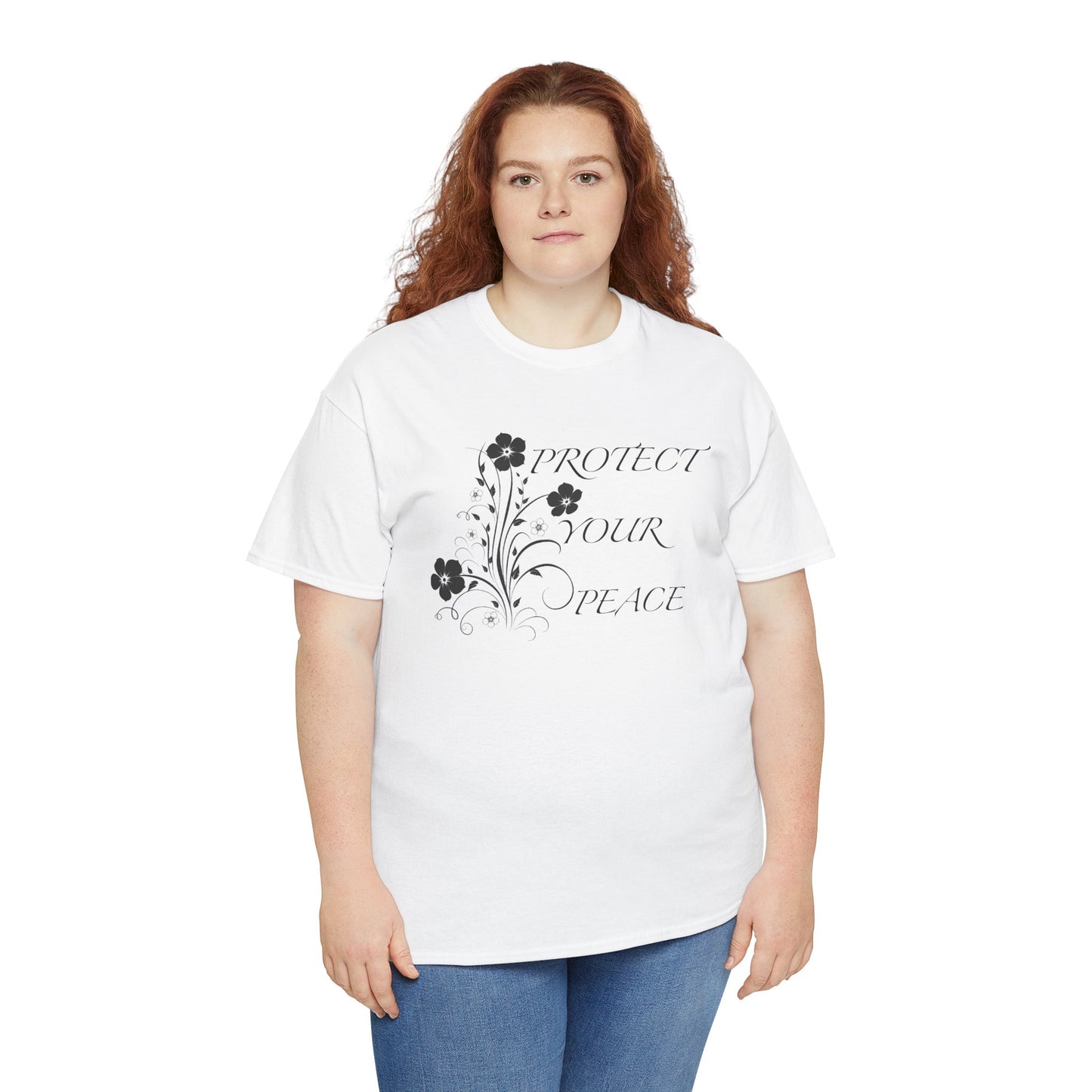 Unisex Floral Tee - "Protect Your Peace" - Unisex Floral Tee - Eco-Friendly Gift, Casual Outfit, Nature Lover Gift, Relaxed Fit
