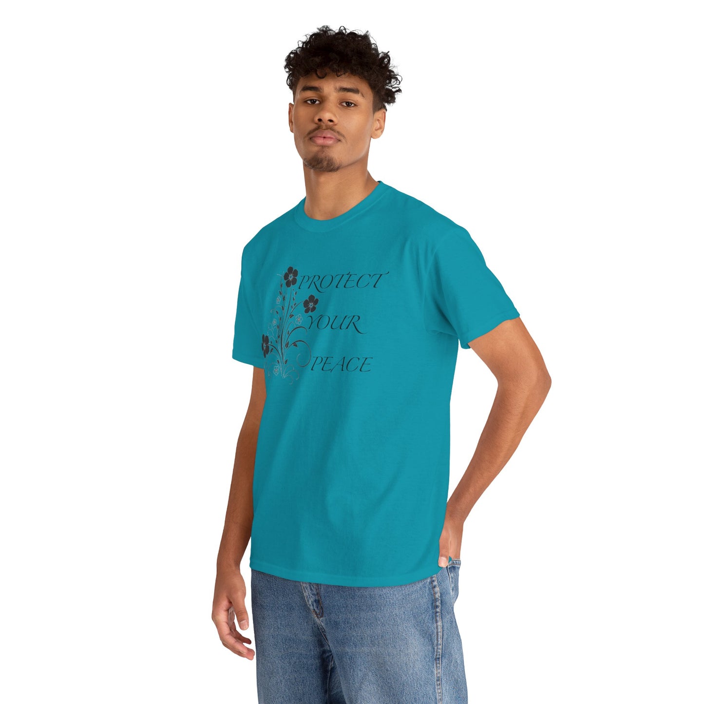 Unisex Floral Tee - "Protect Your Peace" - Unisex Floral Tee - Eco-Friendly Gift, Casual Outfit, Nature Lover Gift, Relaxed Fit