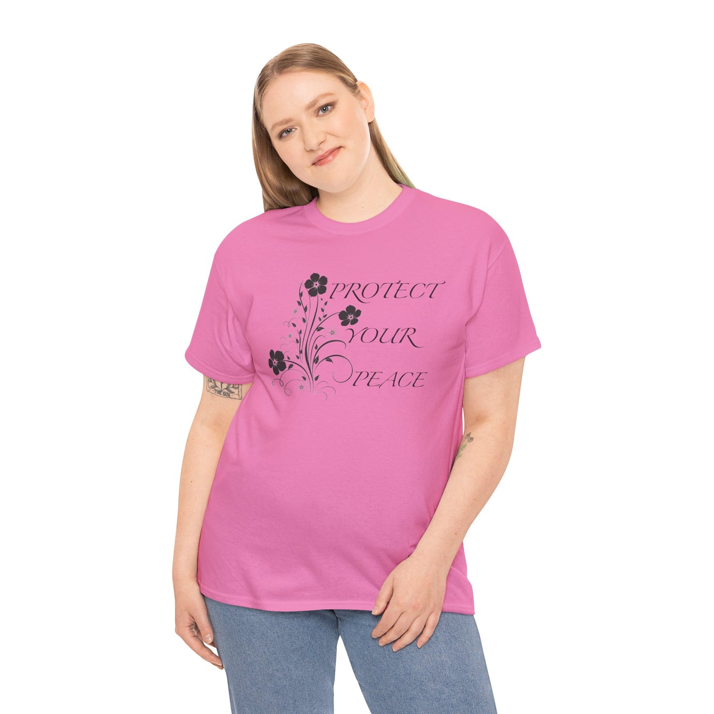Unisex Floral Tee - "Protect Your Peace" - Unisex Floral Tee - Eco-Friendly Gift, Casual Outfit, Nature Lover Gift, Relaxed Fit