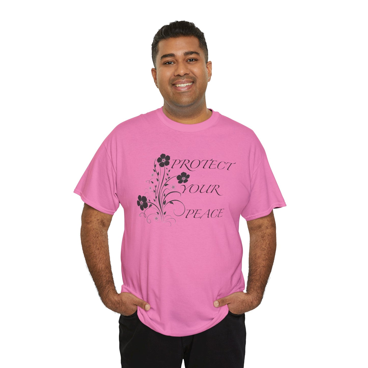 Unisex Floral Tee - "Protect Your Peace" - Unisex Floral Tee - Eco-Friendly Gift, Casual Outfit, Nature Lover Gift, Relaxed Fit