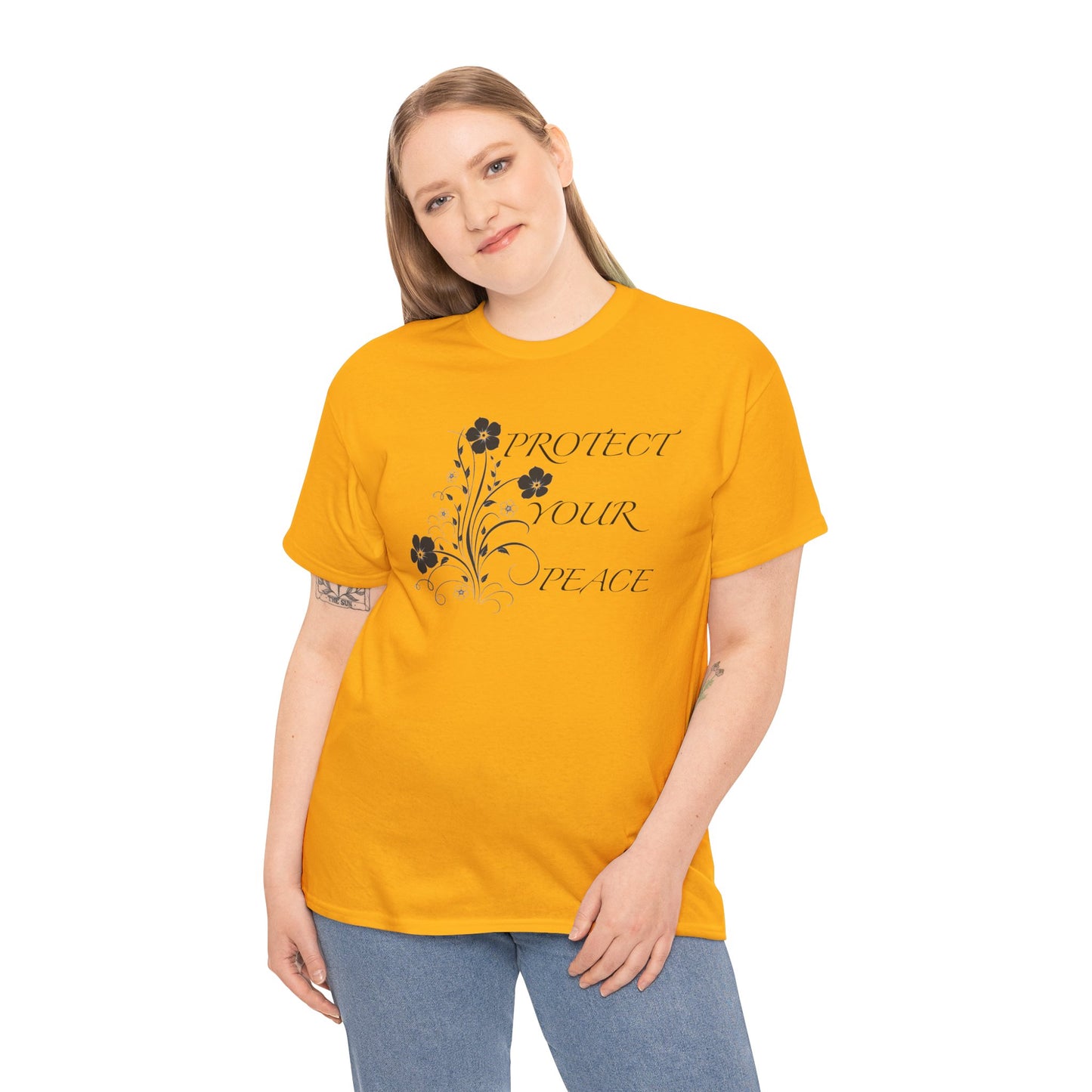 Unisex Floral Tee - "Protect Your Peace" - Unisex Floral Tee - Eco-Friendly Gift, Casual Outfit, Nature Lover Gift, Relaxed Fit