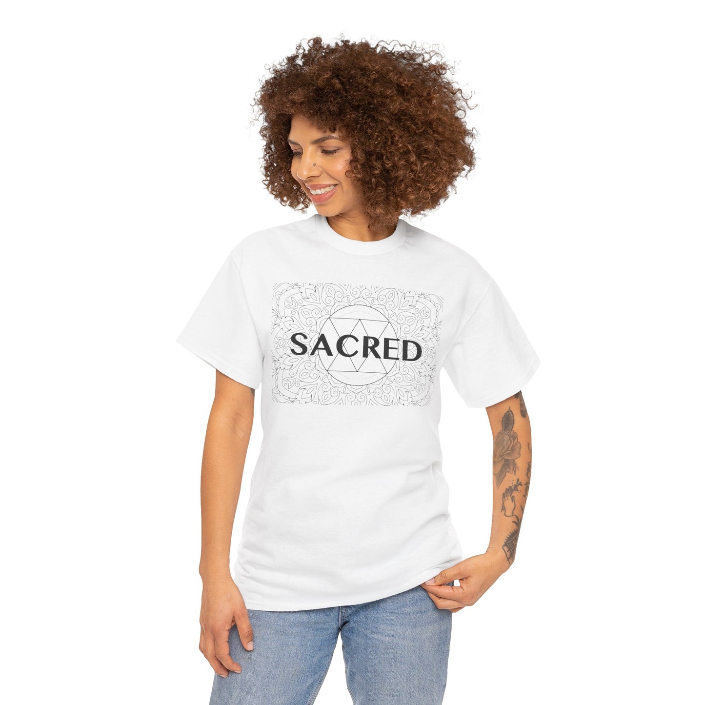 Sacred design Unisex Heavy Cotton Tee - Spiritual Graphic T-Shirt