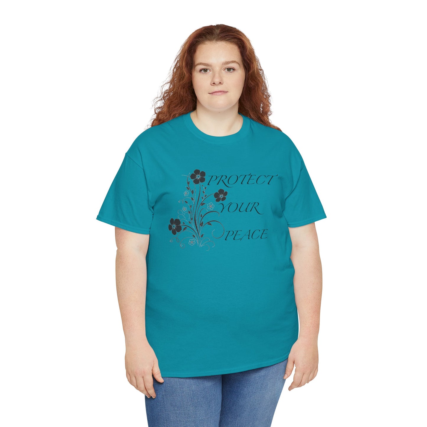 Unisex Floral Tee - "Protect Your Peace" - Unisex Floral Tee - Eco-Friendly Gift, Casual Outfit, Nature Lover Gift, Relaxed Fit