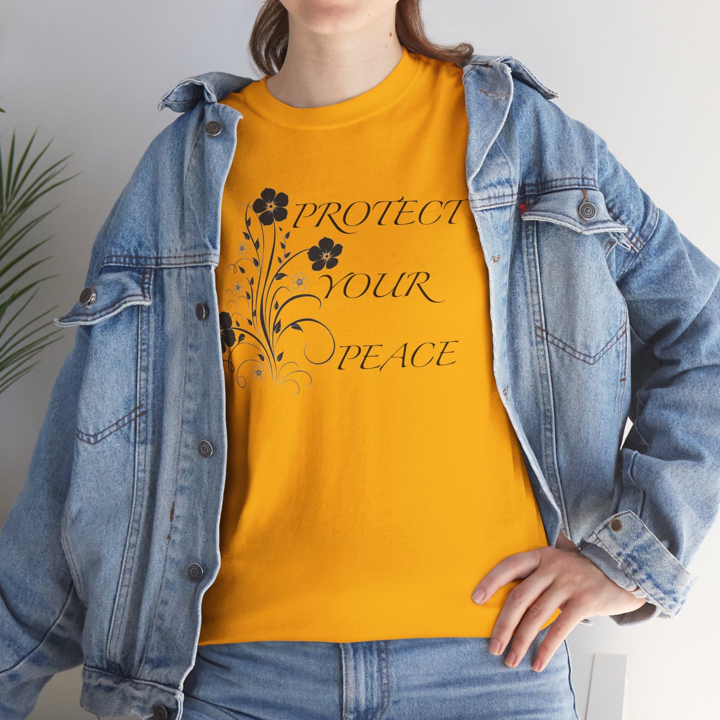 Unisex Floral Tee - "Protect Your Peace" - Unisex Floral Tee - Eco-Friendly Gift, Casual Outfit, Nature Lover Gift, Relaxed Fit