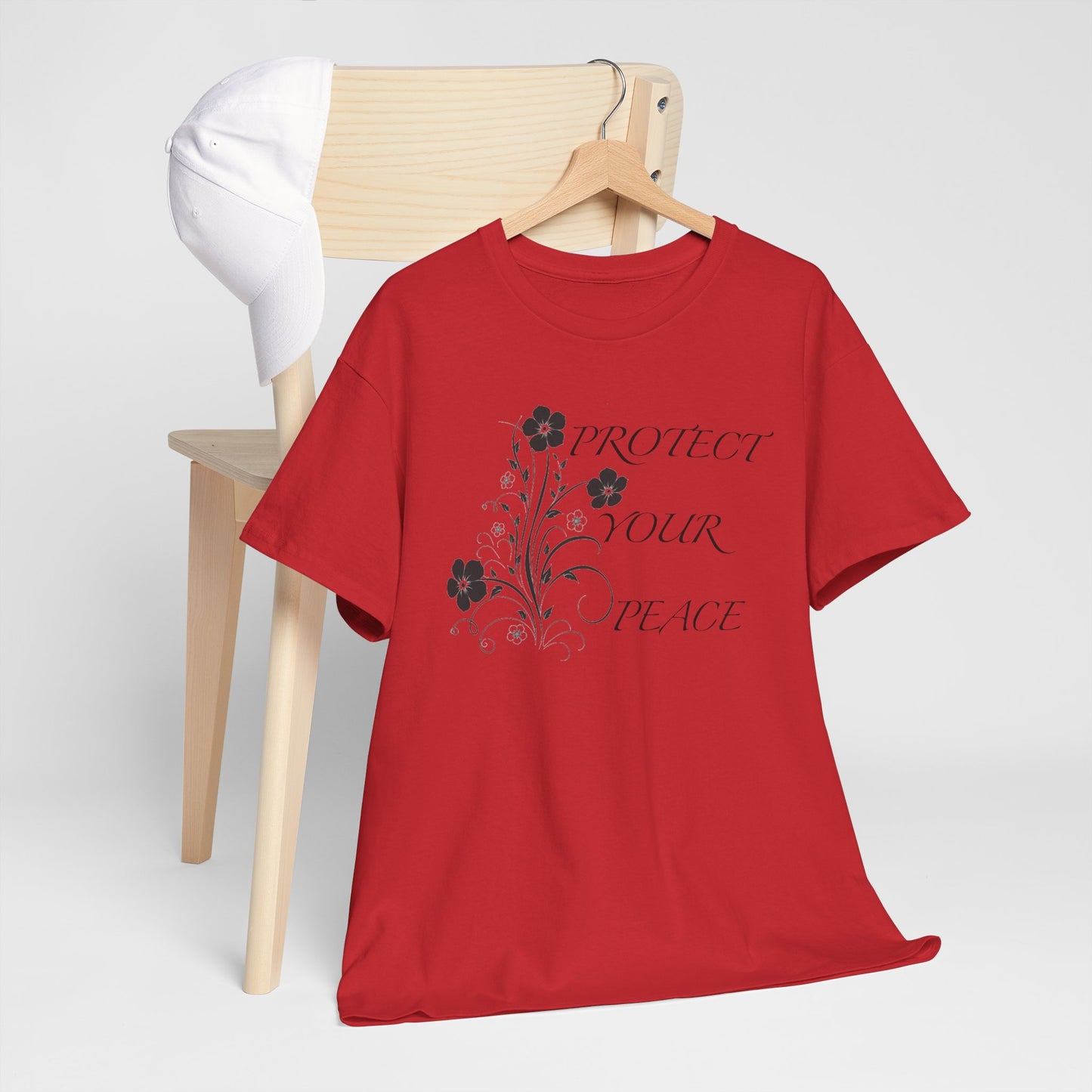 Unisex Floral Tee - "Protect Your Peace" - Unisex Floral Tee - Eco-Friendly Gift, Casual Outfit, Nature Lover Gift, Relaxed Fit