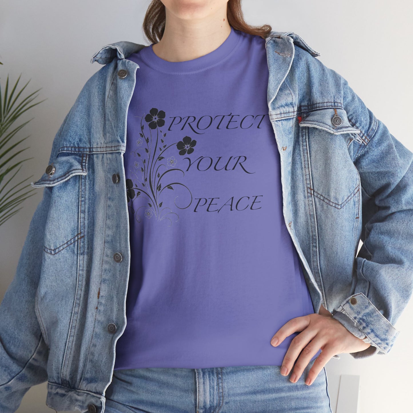 Unisex Floral Tee - "Protect Your Peace" - Unisex Floral Tee - Eco-Friendly Gift, Casual Outfit, Nature Lover Gift, Relaxed Fit